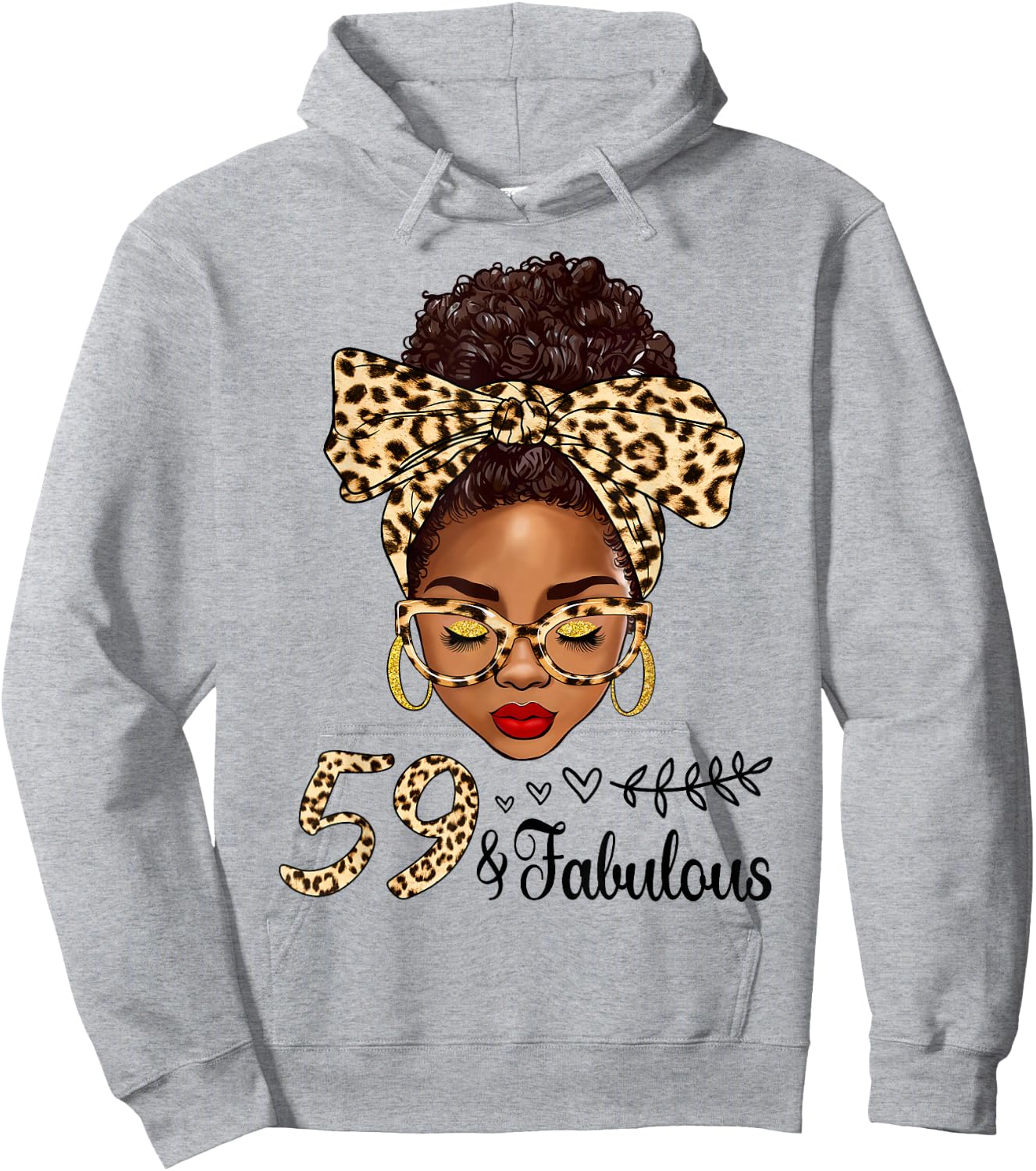 59 And Fabulous Afro Messy Bun 59th Birthday Black Women Hoodie - Hoodie | Ash