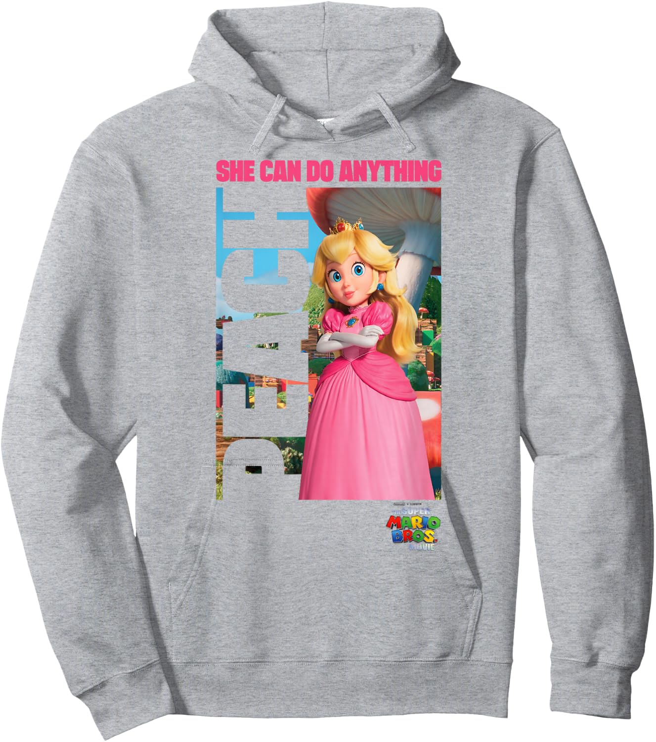The Super Mario Bros. Movie She Can Do Anything Peach Poster , White Hoodie - Hoodie | Ash