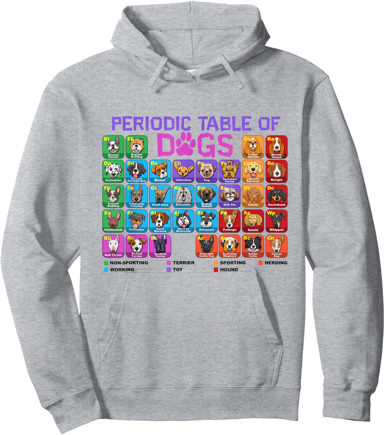 Periodic Table of Dogs Pet Puppy Science Dog Lover Dog Owner Hoodie - Hoodie | Ash