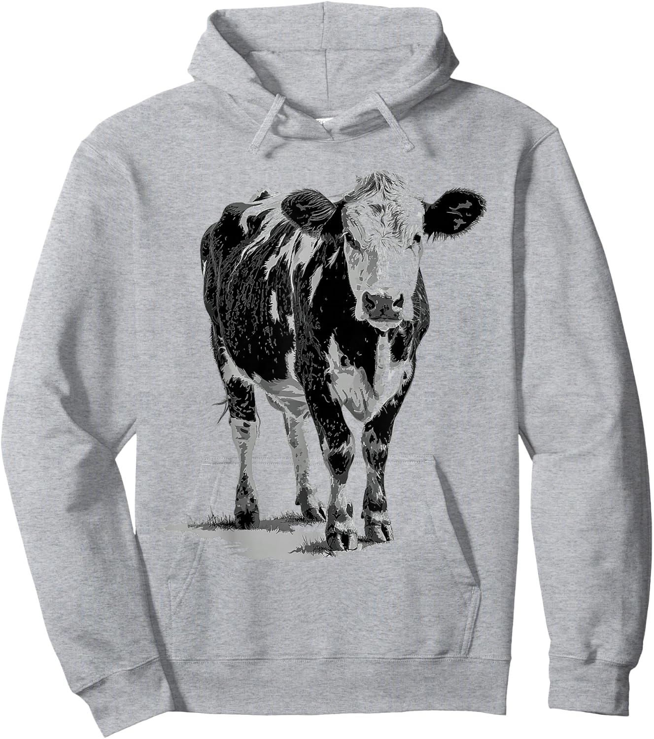 Cow Animal Print Motif Drawing Artwork Cow , White Hoodie - Hoodie | Ash