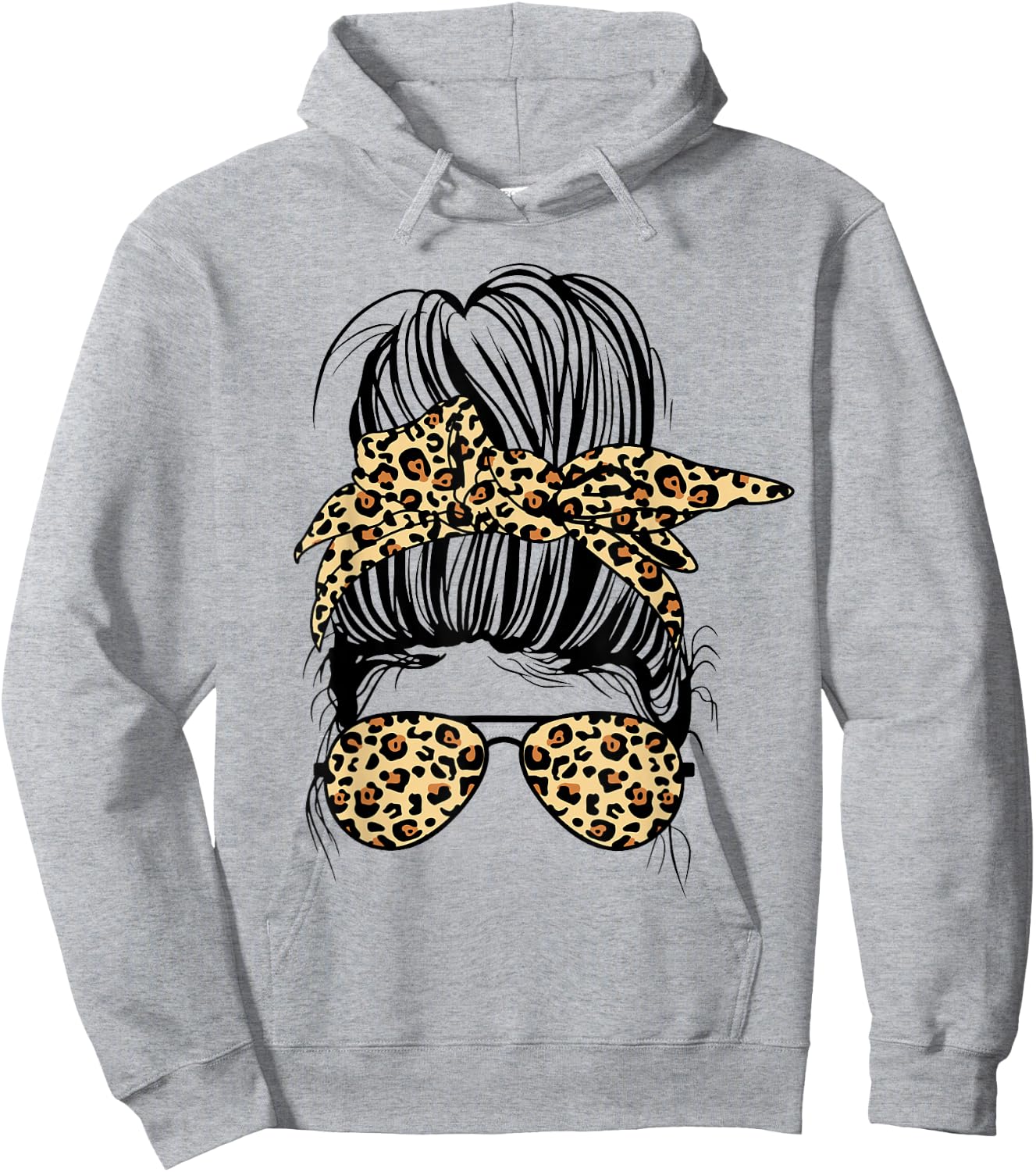Leopard Mom Life Messy Bun Women's Hoodie - Hoodie | Ash