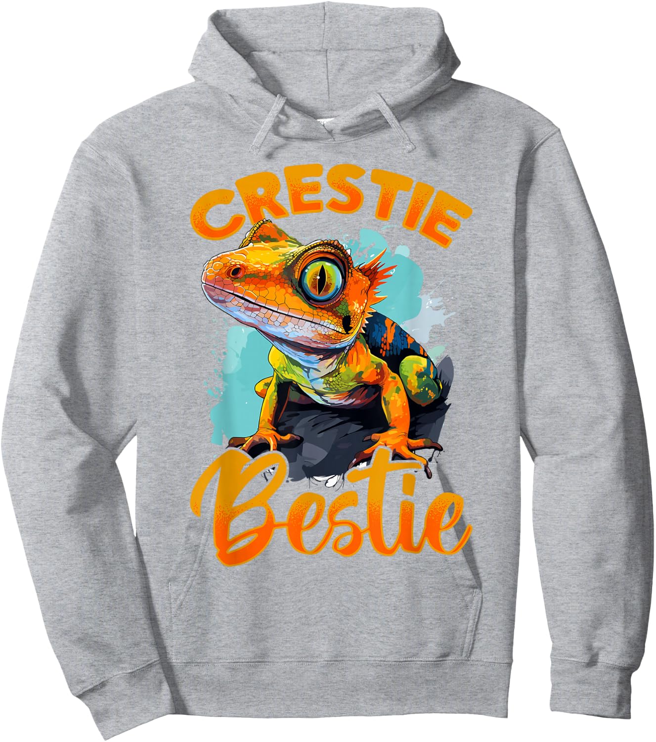 Crested Gecko Reptile - Crestie Bestie Hoodie - Hoodie | Ash
