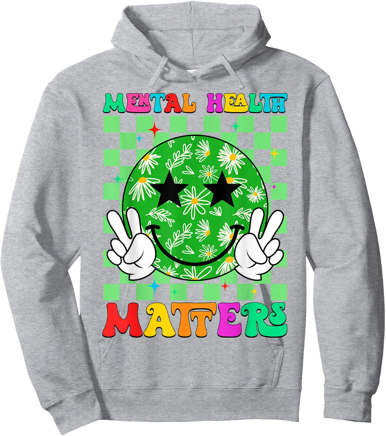Groovy Mental Health Matters Brain Illness Awareness Month Hoodie - Hoodie | Ash