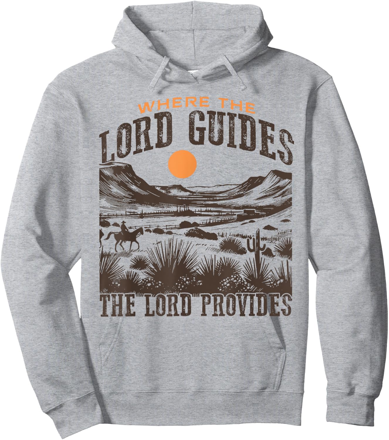Where the The Lord Guides The Lord Provides Christian Retro Hoodie - Hoodie | Ash