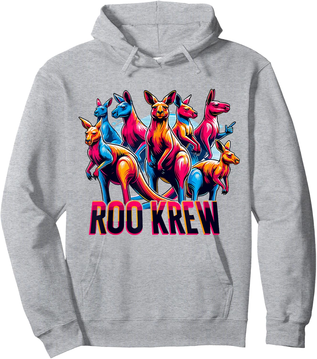 Roo Krew Funny Aussie Outback Kangaroo Humor Hoodie - Hoodie | Ash