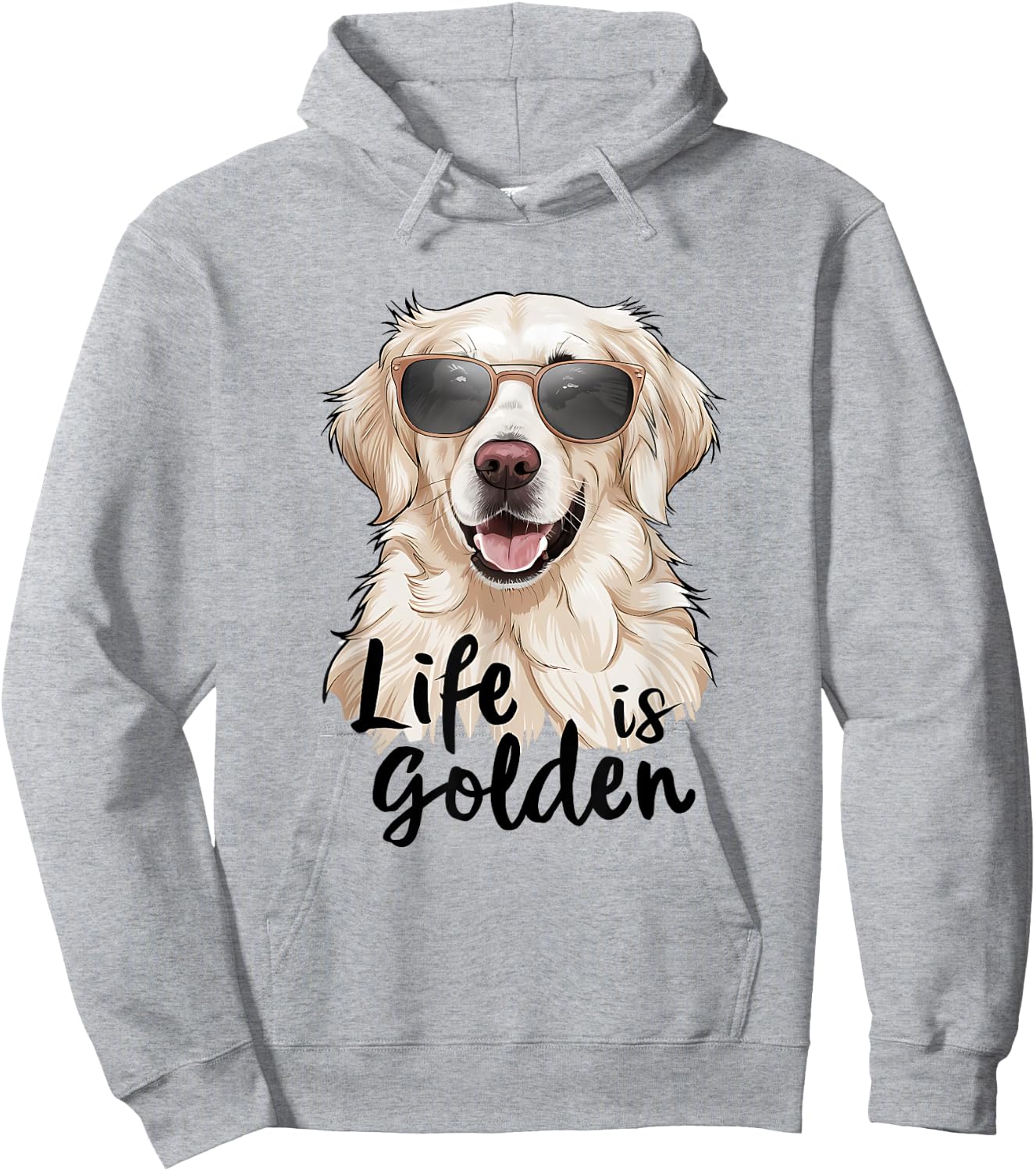 Life is Golden White English Cream Golden Retriever Cute Dog Men Women Girls Kids Hoodie - Hoodie | Ash