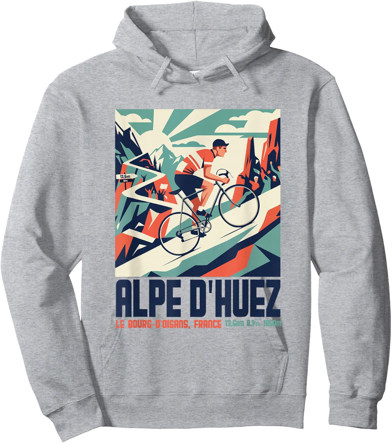 Alpe d'Huez Französische Alpen Frankreich Rennrad Hoodie - Hoodie | Ash