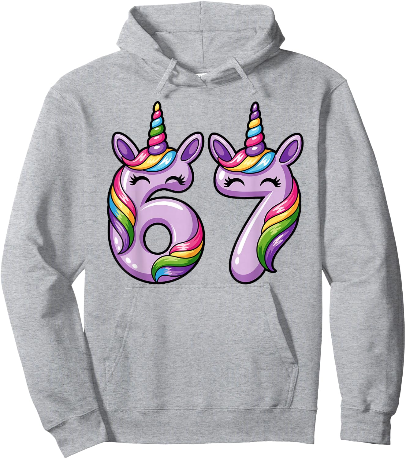 67 Six Seven 6 7 Meme Licorns Funny Boy Girl Kids Hoodie - Hoodie | Ash