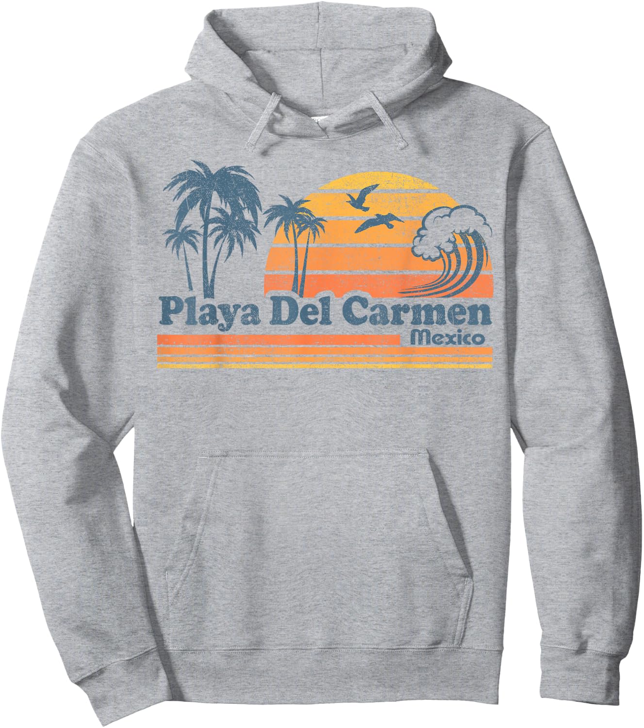 Playa Del Carmen Mexico Beach Summer Vacation Vintage Retro Hoodie - Hoodie | Ash