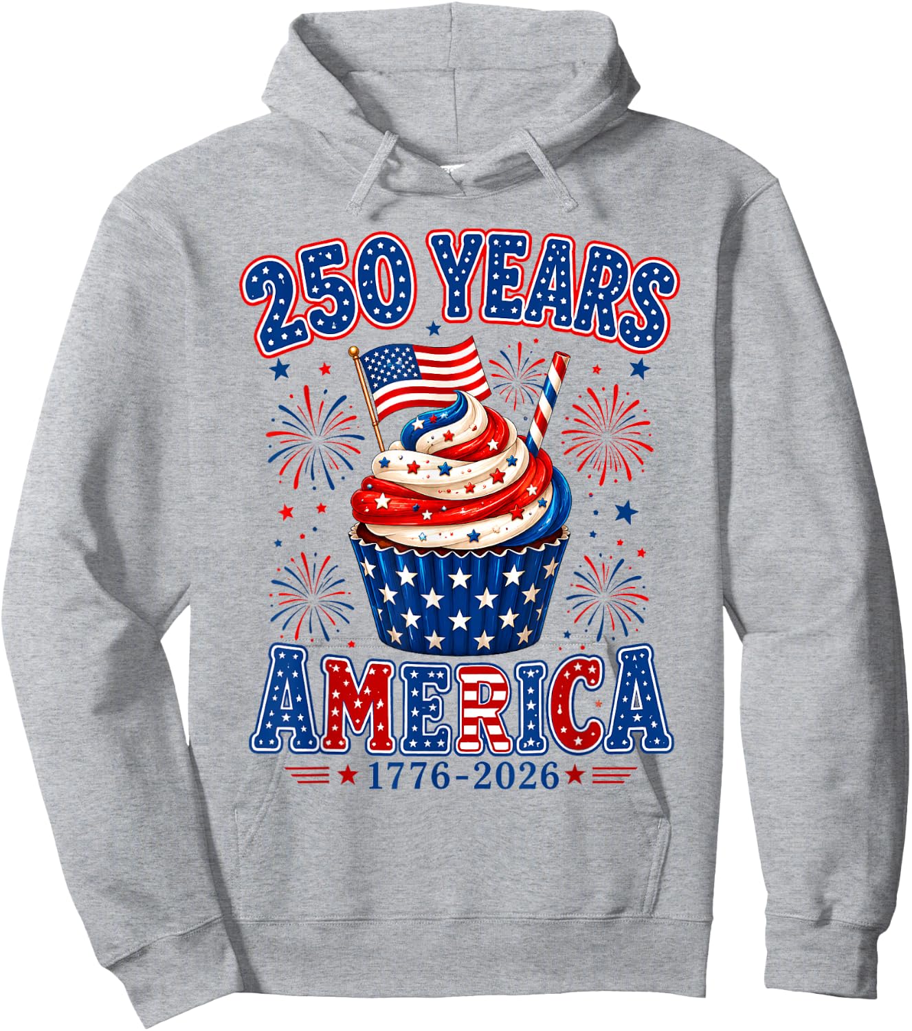 250 Years America Ice Cream Patriotic 250th Anniversary USA Hoodie - Hoodie | Ash