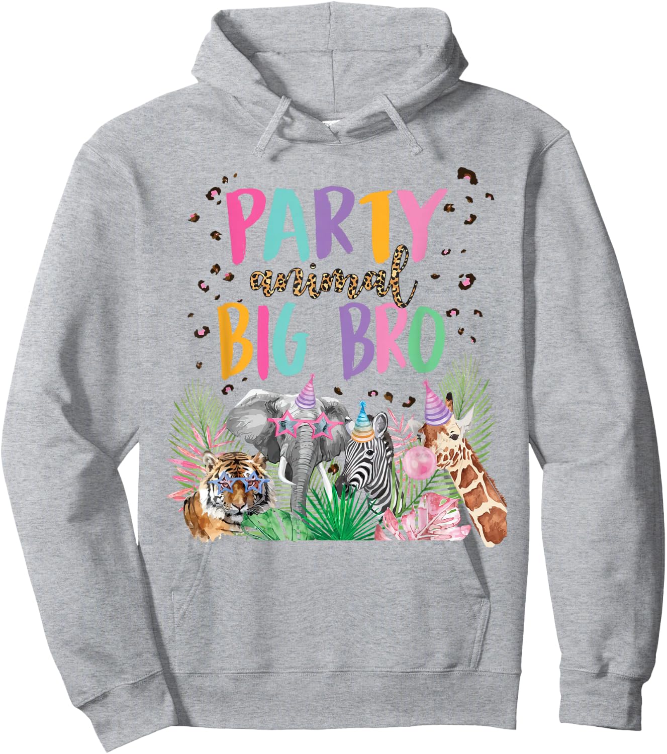 Big Bro Of The Birthday Boy Girl Zoo Theme Animal Party Hoodie - Hoodie | Ash