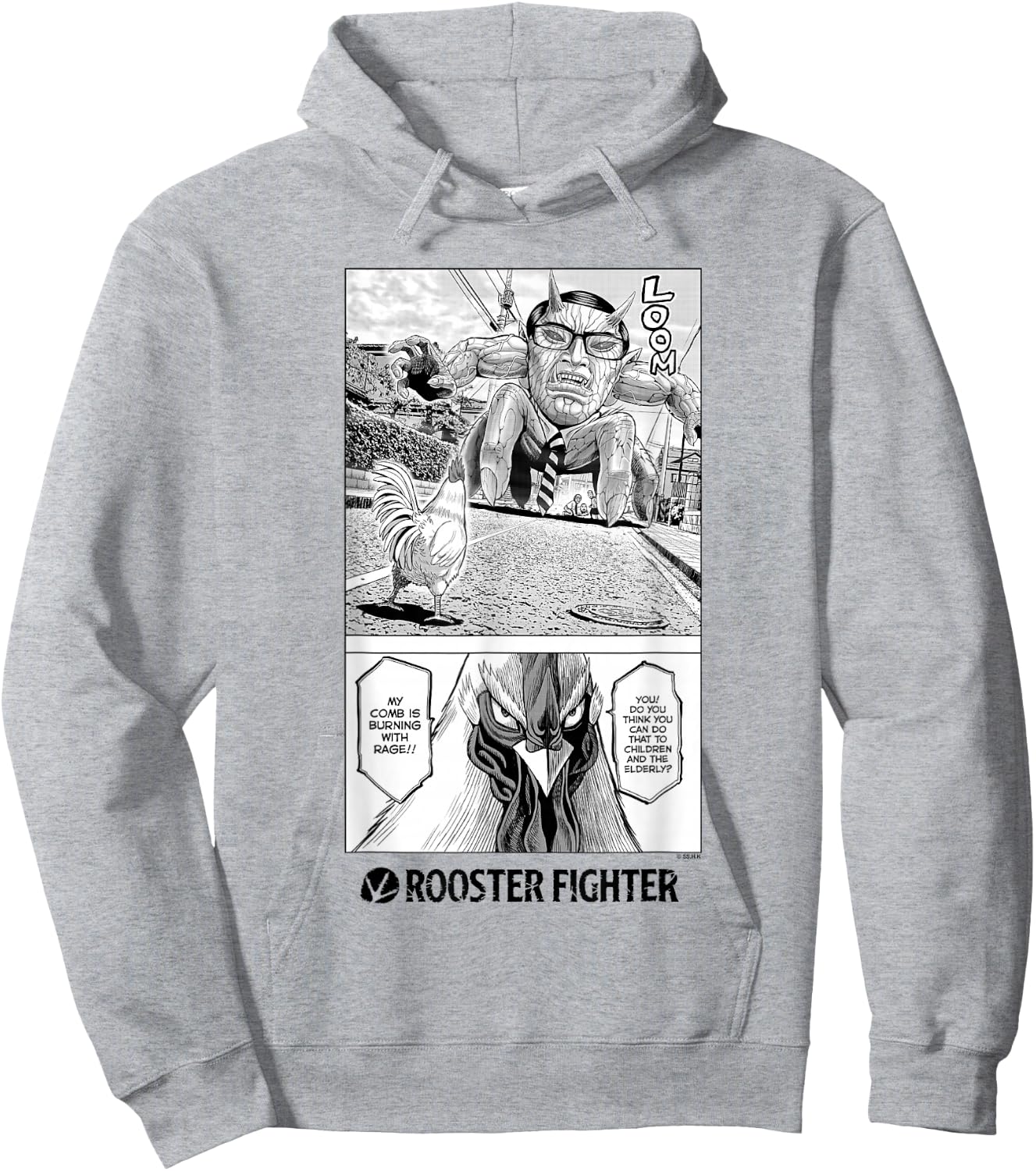 Rooster Fighter Keiji Street Fight Burning With Rage Hoodie - Hoodie | Ash