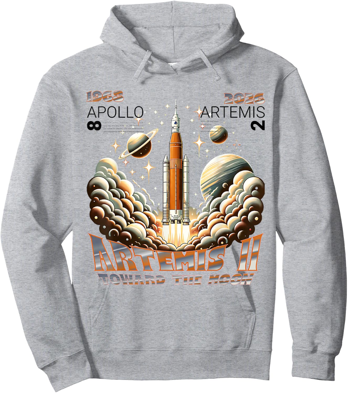 Artemis II Mondmission 2026 - Apollo 8 Legacy Vergleich Hoodie - Hoodie | Ash