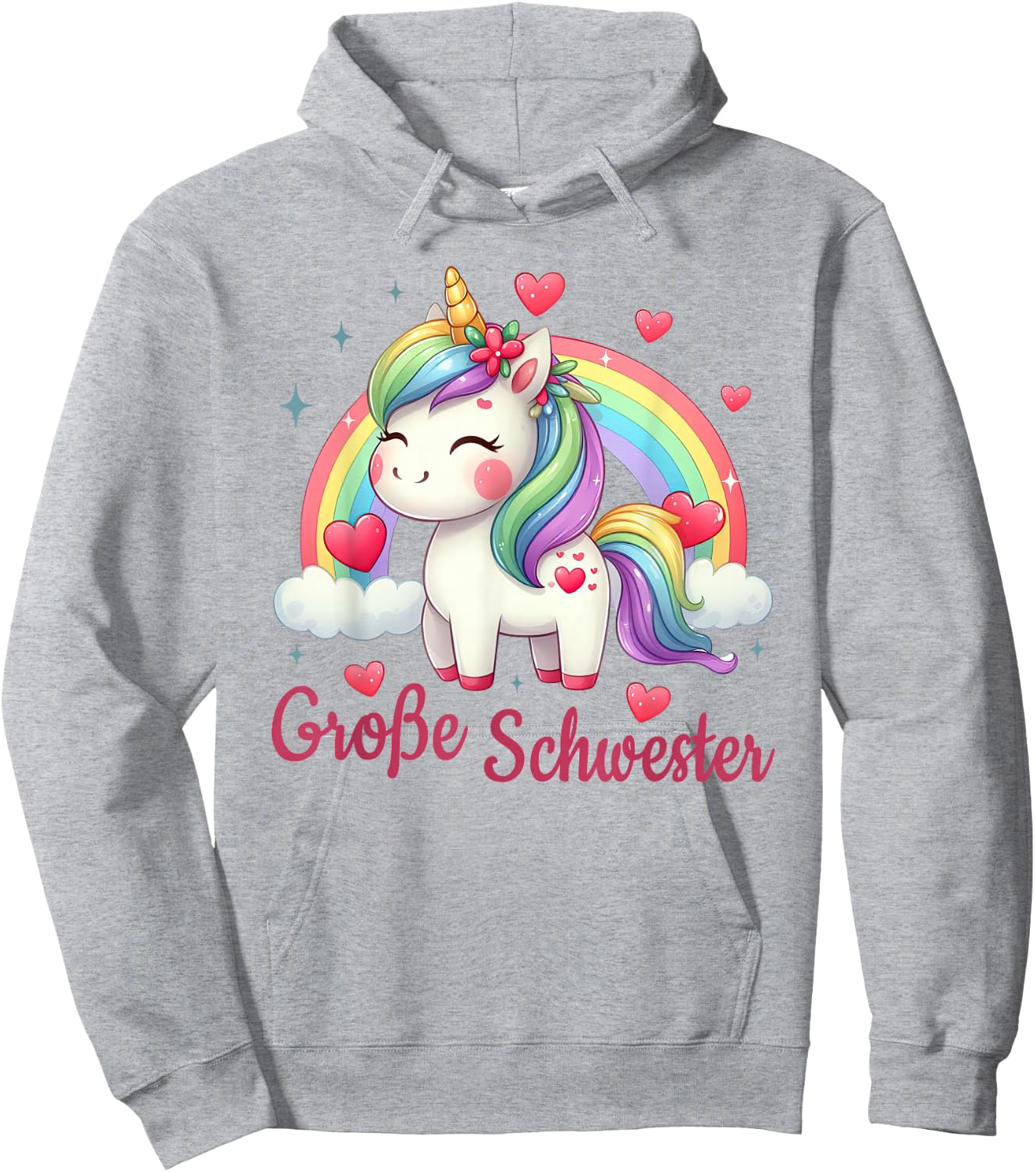 Big Sister Gifts Siblings Girls Birth Unicorn , White Hoodie - Hoodie | Ash