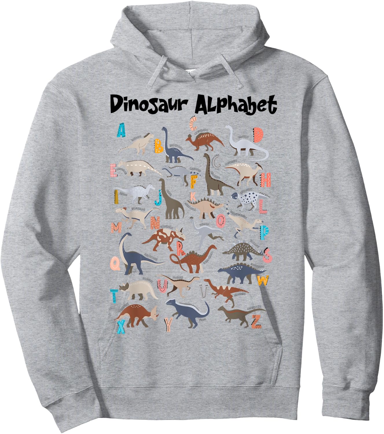 Cute Educational Types Dinosaurs Alphabet A-Z ABC Dino kids Hoodie - Hoodie | Ash