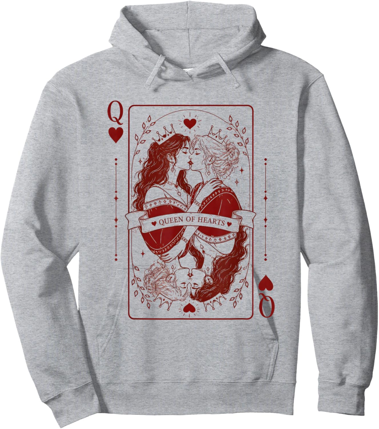 Queen of Hearts Lesbisches Pride Design | LGBTQ Gothic Roman Hoodie - Hoodie | Ash