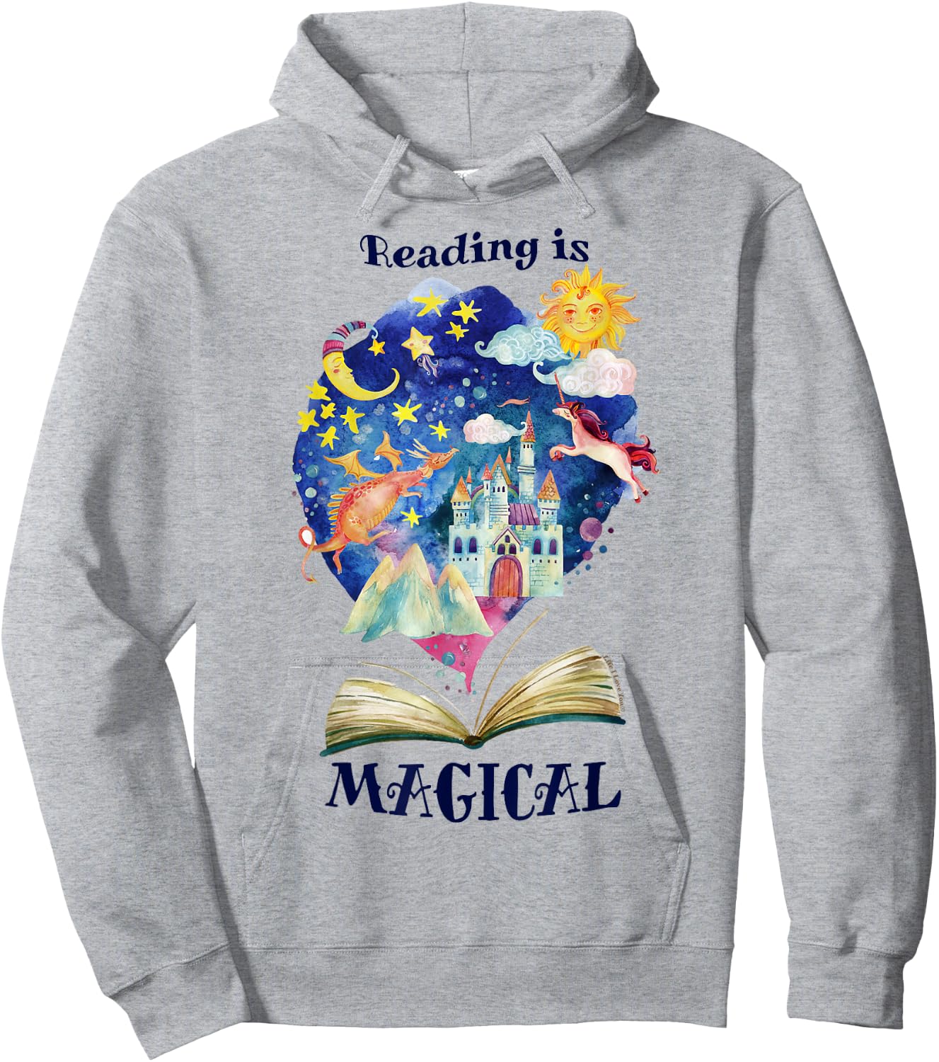 Reading is Magical Library Book Worm Teacher Librarian Men Women Girls Kids Hoodie - Hoodie | Ash