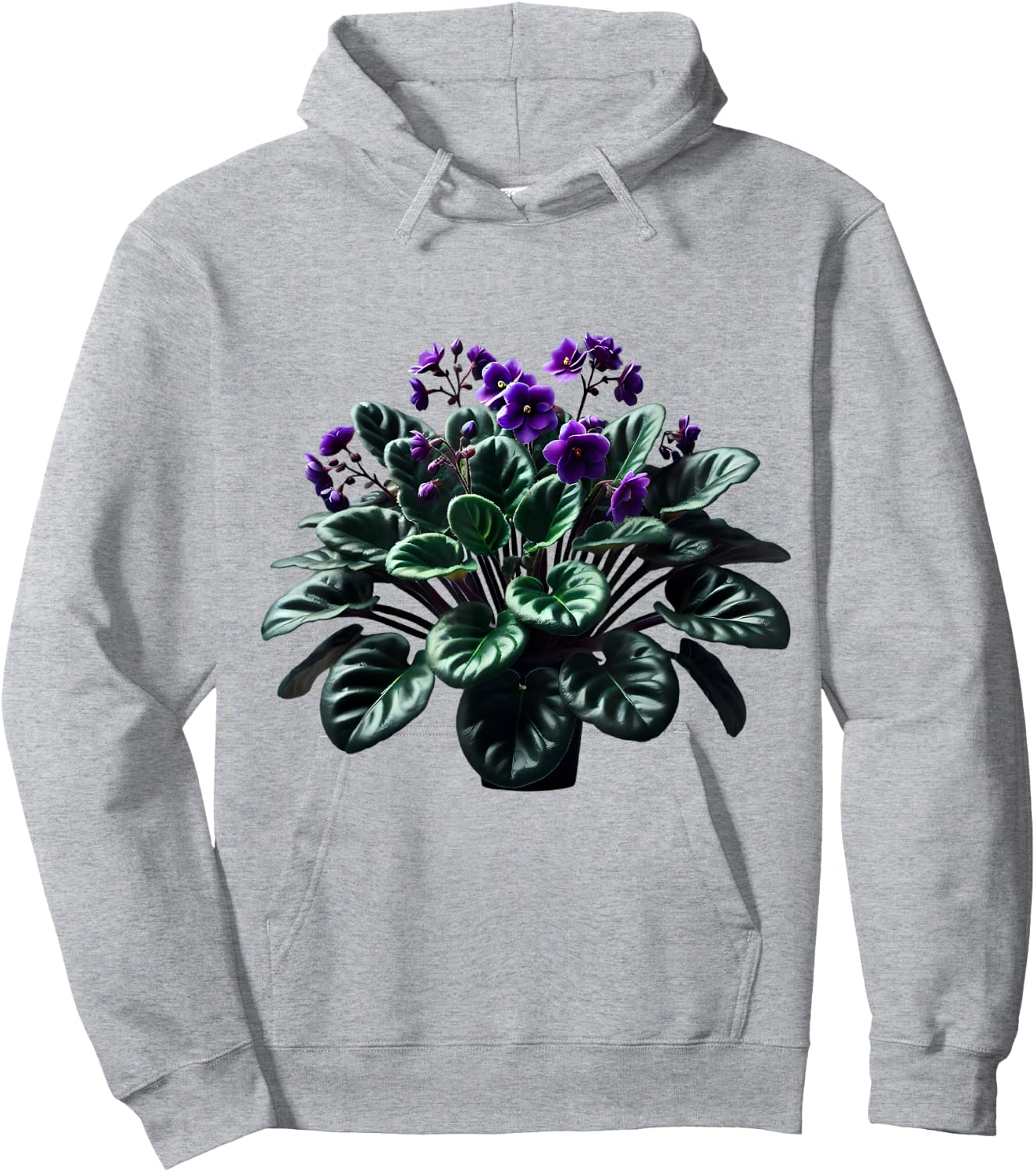 African Violet Flower Plant Botanical Hoodie - Hoodie | Ash