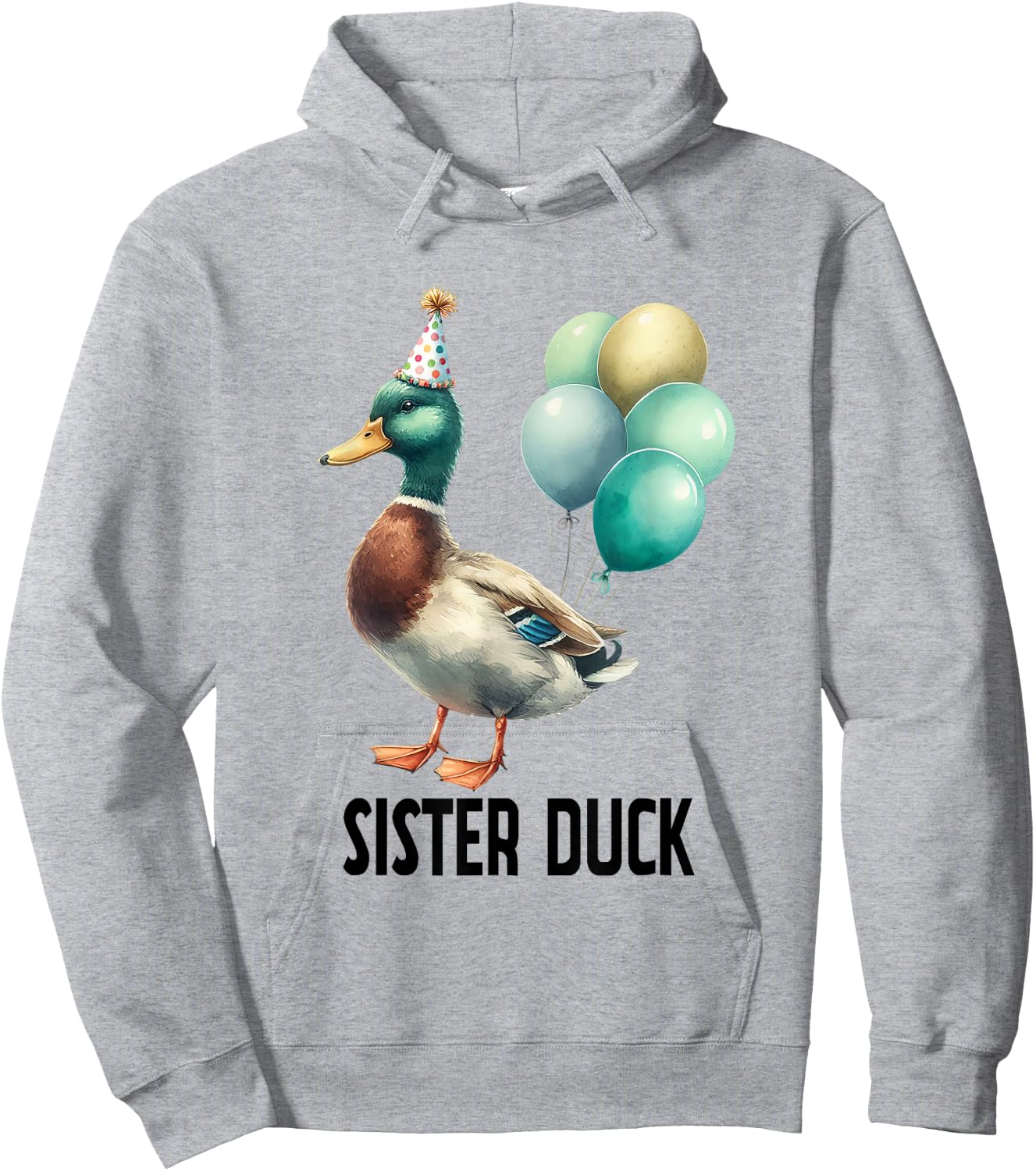 Cute Animal Birthday Sister Duck Birthday Family Matching Hoodie - Hoodie | Ash
