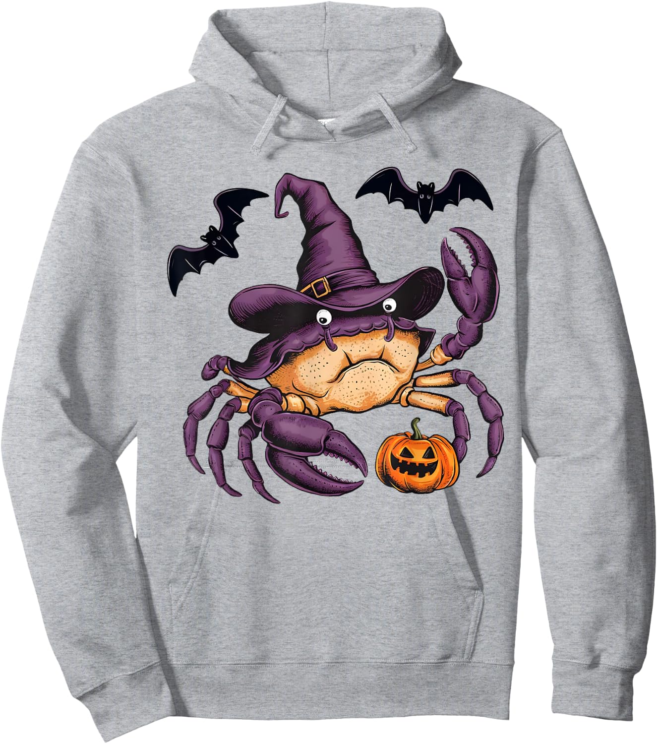 Funny Crab Halloween Costume Scary Pumpkin Bat Witch Hoodie - Hoodie | Ash