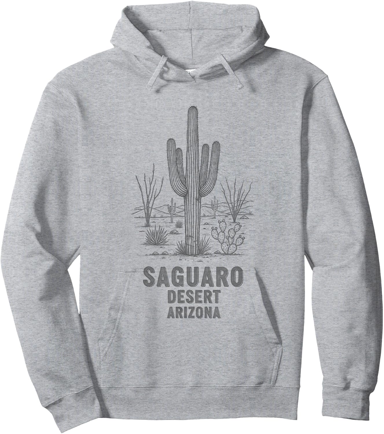 Vintage Saguaro Desert Arizona Drawing Art Design Hoodie - Hoodie | Ash