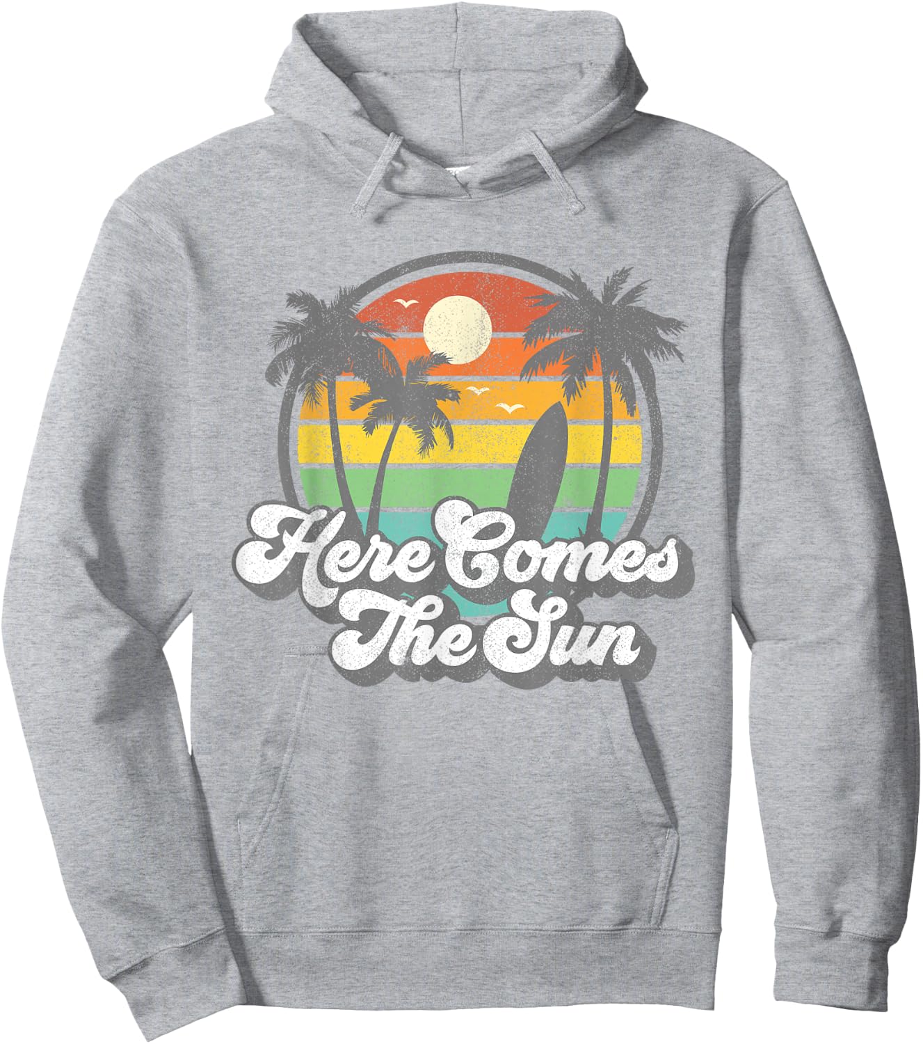 Vintage Here Comes The Sun Beach Surfing Retro 70s Surf Gift Women Girls Kids Hoodie - Hoodie | Ash