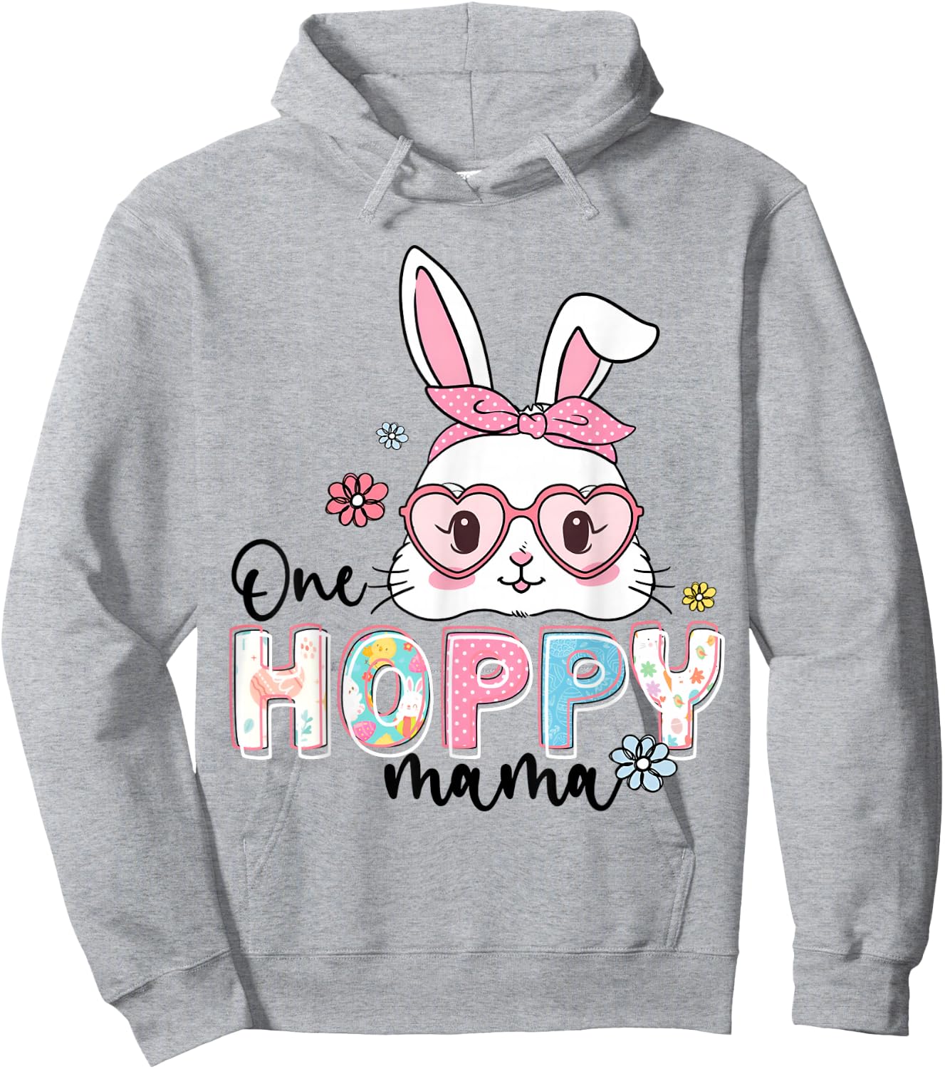 One Hoppy Mama Bunny Groovy Bunny Mom Mommy Happy Easter Day Hoodie - Hoodie | Ash