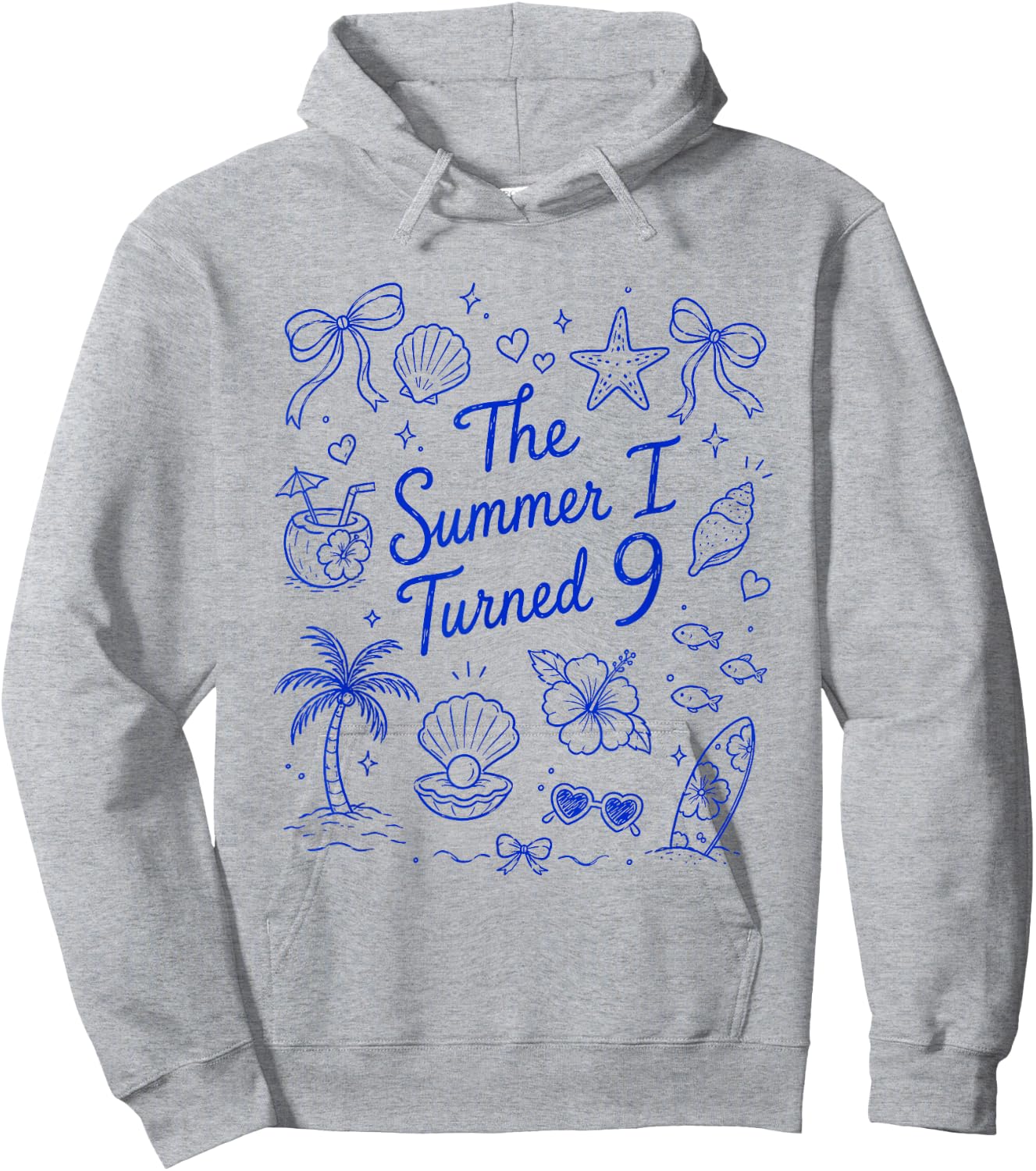 The Summer I Turned 9 Tropical Beach Birthday Hoodie - Hoodie | Ash