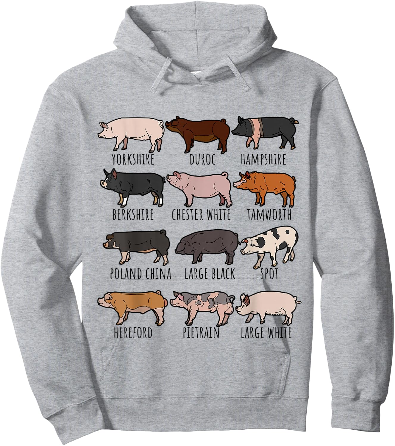 Type of Pigs Breeds Collection,Cute Piggery farm Pig Farmers Hoodie - Hoodie | Ash