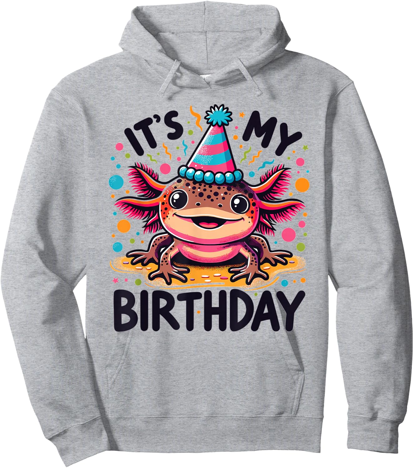 Axolotl Birthday for Children a Birthday Axolotl Hoodie - Hoodie | Ash