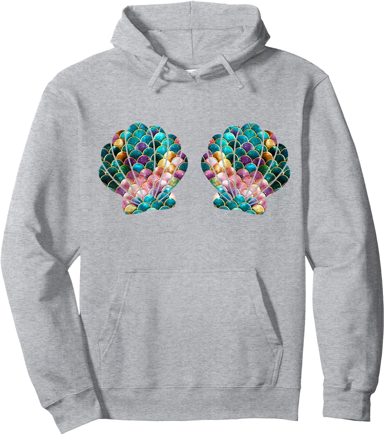 Mermaid Seashell Bra Cartoon Sea Shell Graphic Costume Hoodie - Hoodie | Ash