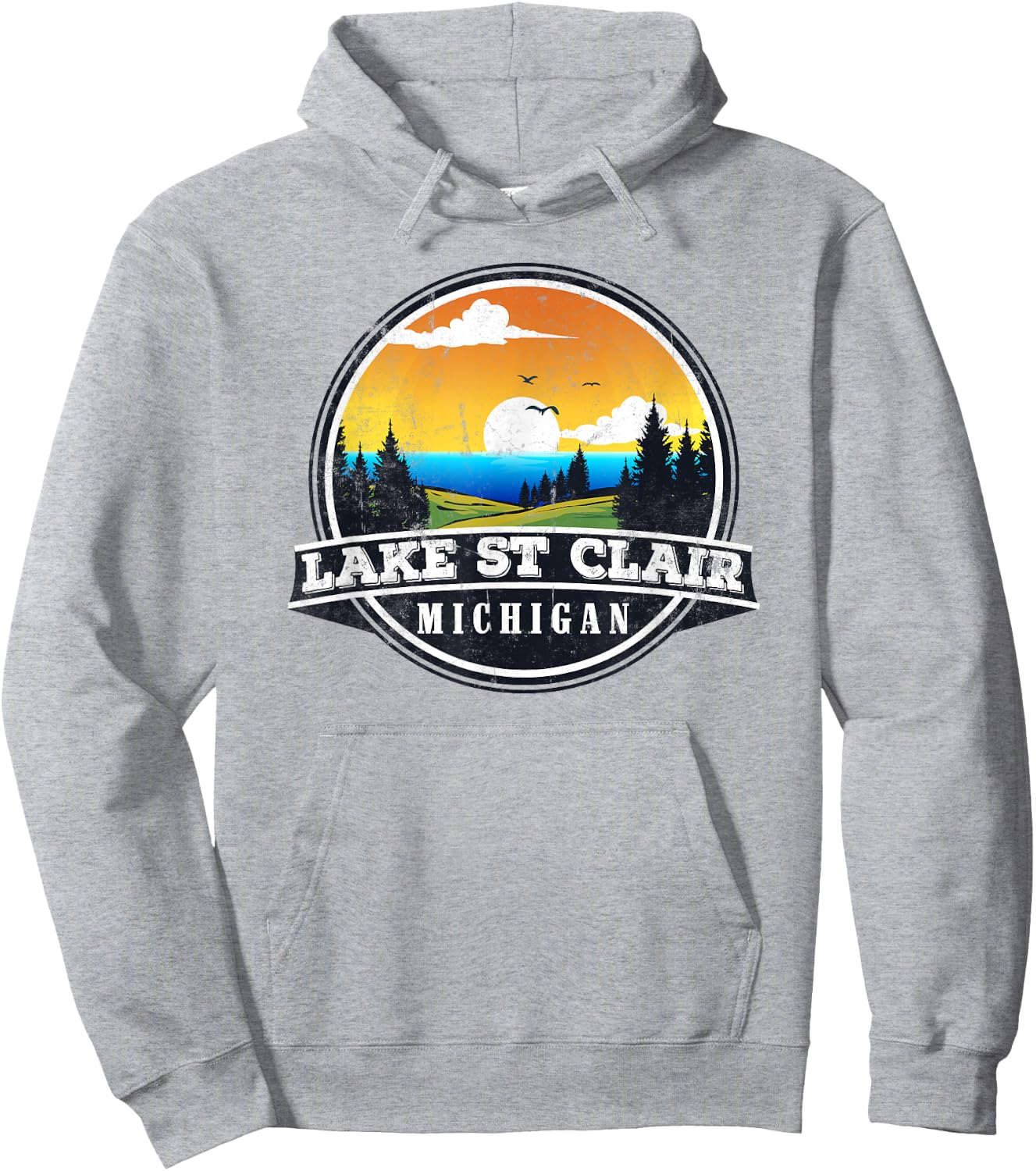 Fishing Boating Camping - Lakeview Lake St Clair Hoodie - Hoodie | Ash