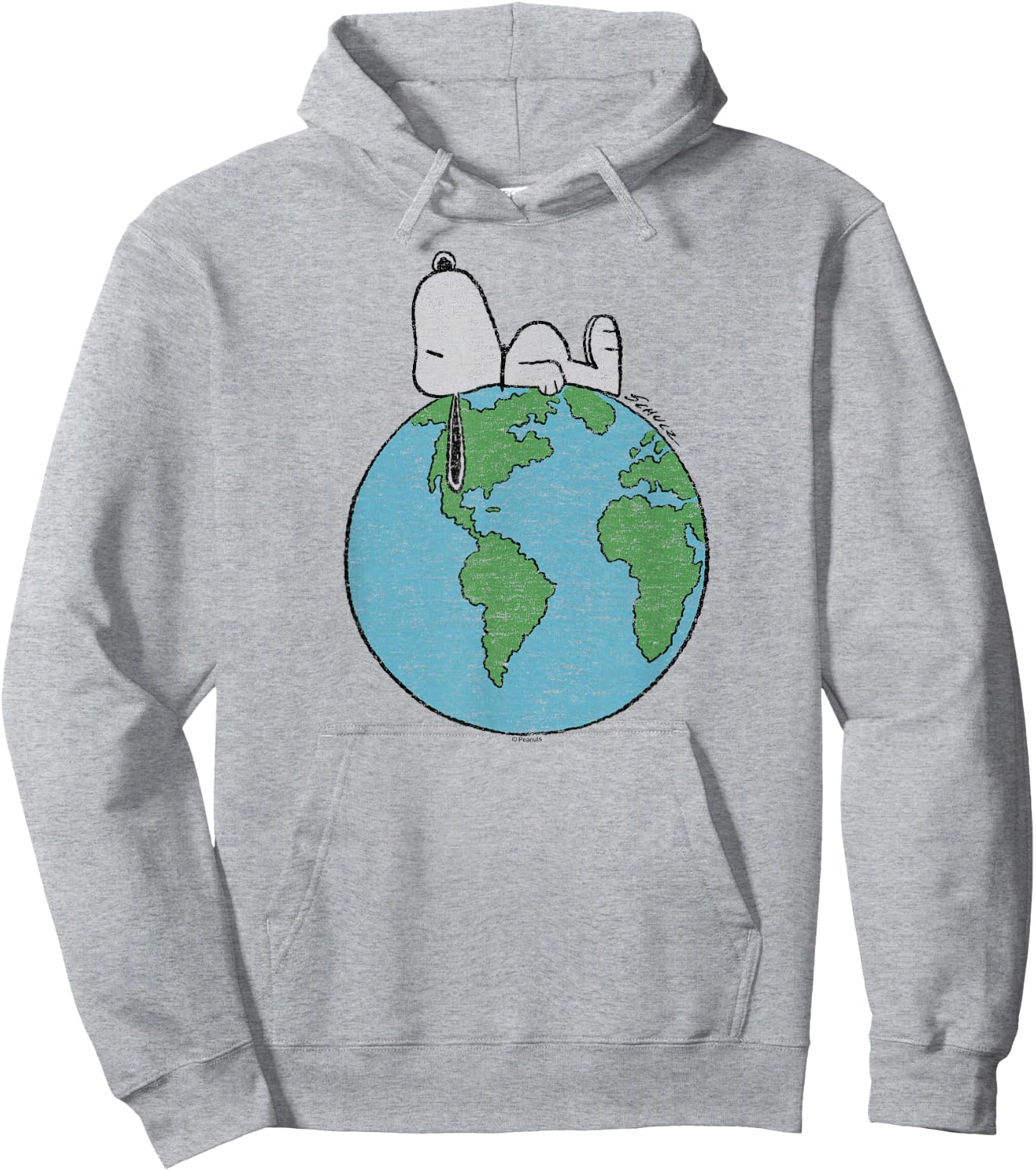 Peanuts - Snoopy Earth Day Laying On Top of the World Hoodie - Hoodie | Ash