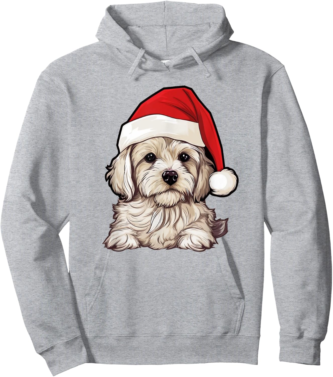 Cavachon Santa Hat Christmas Dog Lovers Gift Mom Dad Xmas Men Women Kids Hoodie - Hoodie | Ash