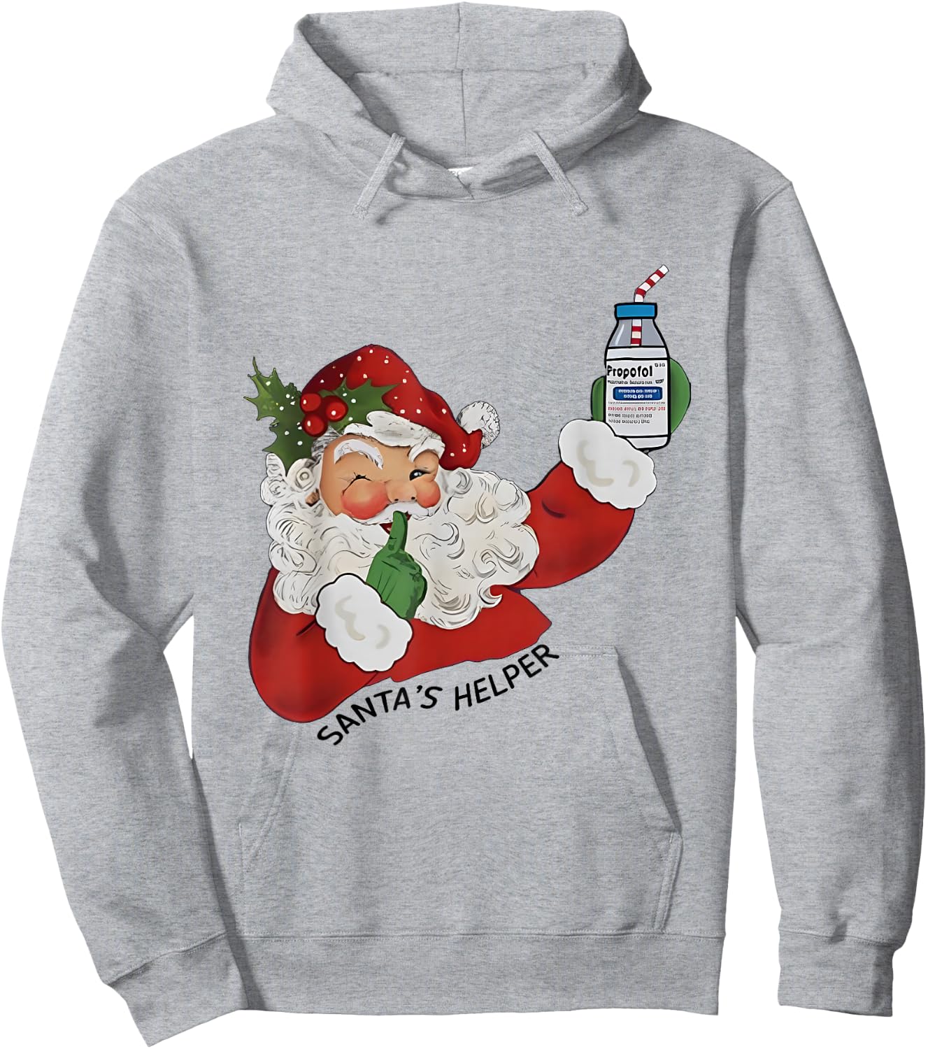 Santa's Helper ICU CRNA Propofol Pharmacist Nurse Christmas Hoodie - Hoodie | Ash