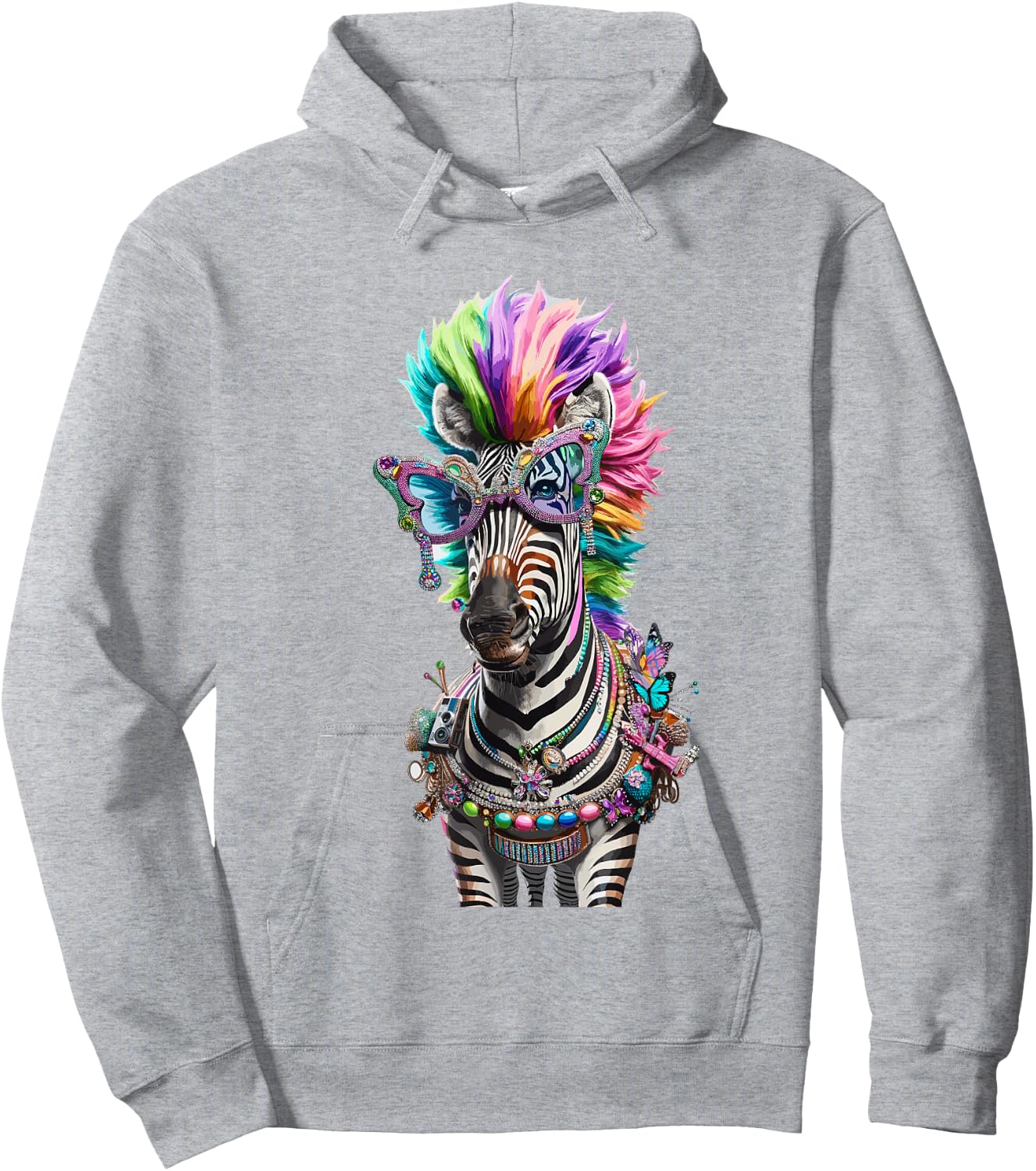 Cheesy Kitsch Aesthetic Zebra Lover Stuff Retro Zebra Hoodie - Hoodie | Ash