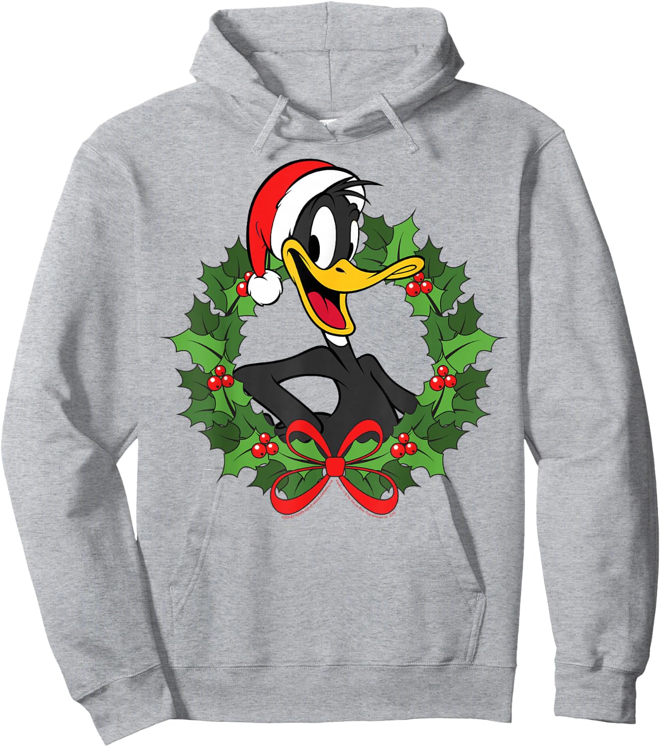 Looney Tunes Christmas Daffy Duck Wreath Hoodie - Hoodie | Ash