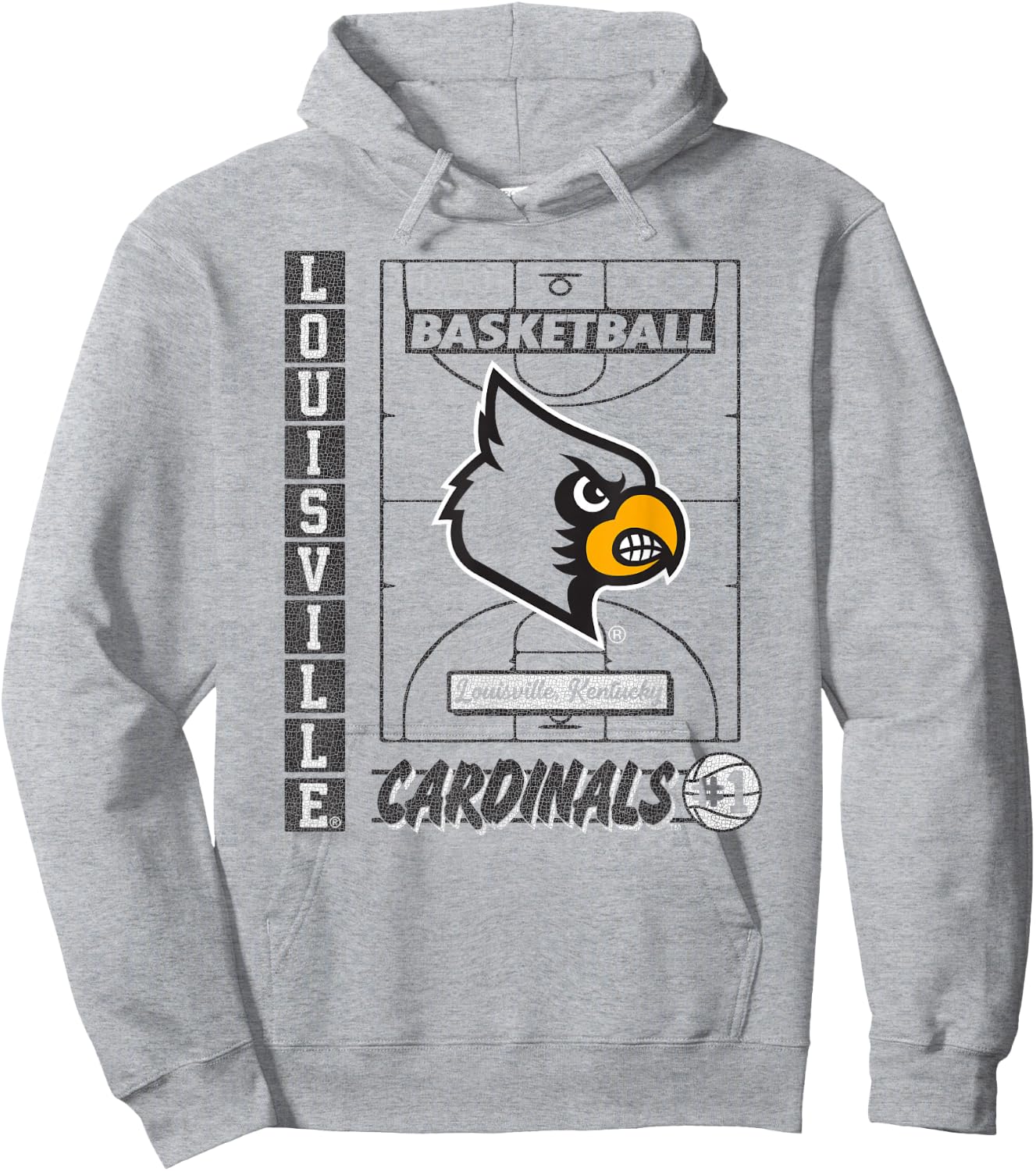 Louisville Cardinals Basketball Vintage Court Red Hoodie - Hoodie | Ash