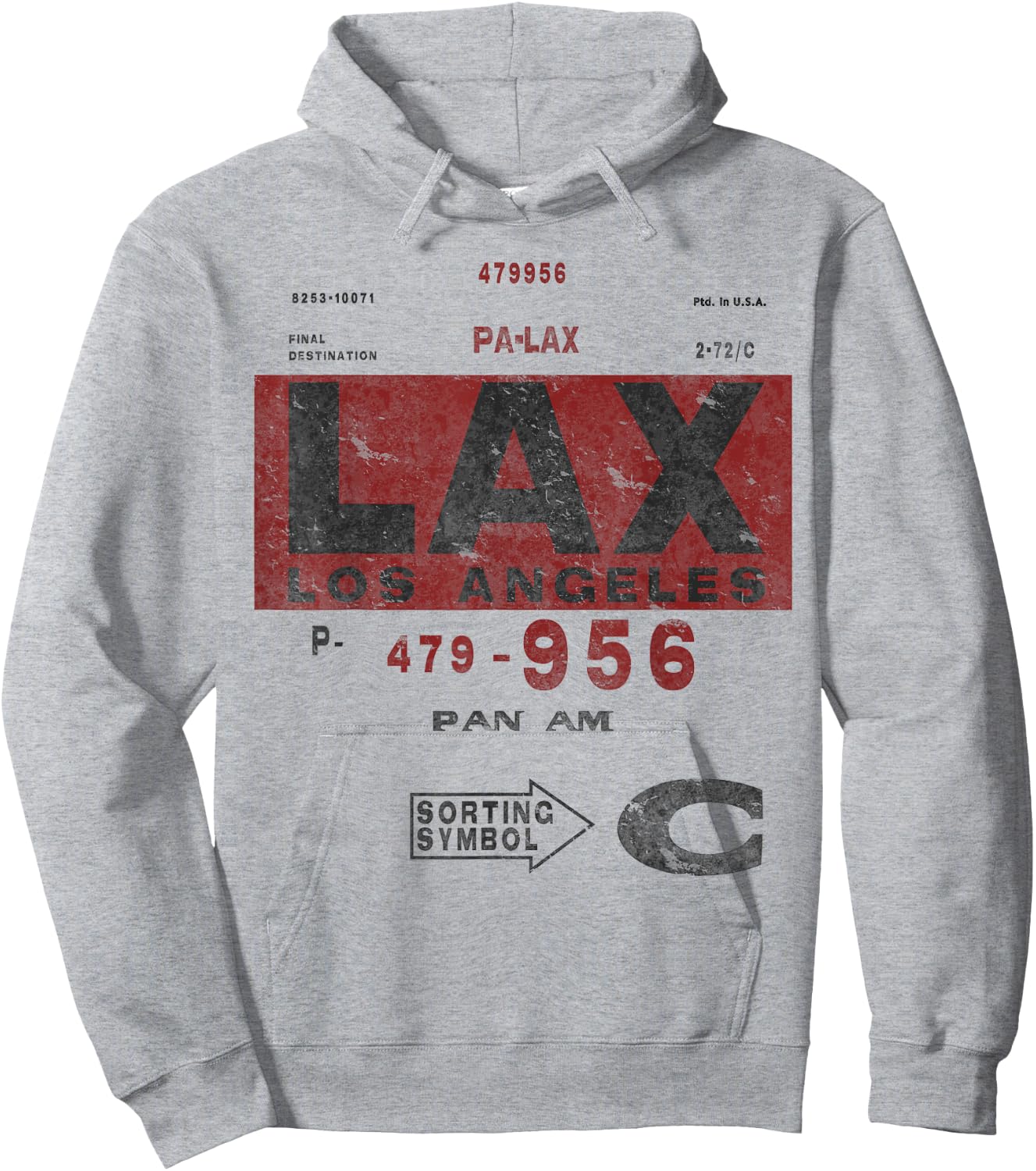 LAX Los Angeles Airport Vintage Airline Tag Travel Pilot Medium Heather Grey Hoodie - Hoodie | Ash