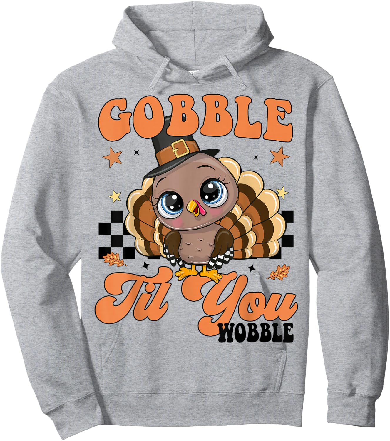 Cute Turkey Gobble Til You Wobble Girl Toddler Thanksgiving Hoodie - Hoodie | Ash