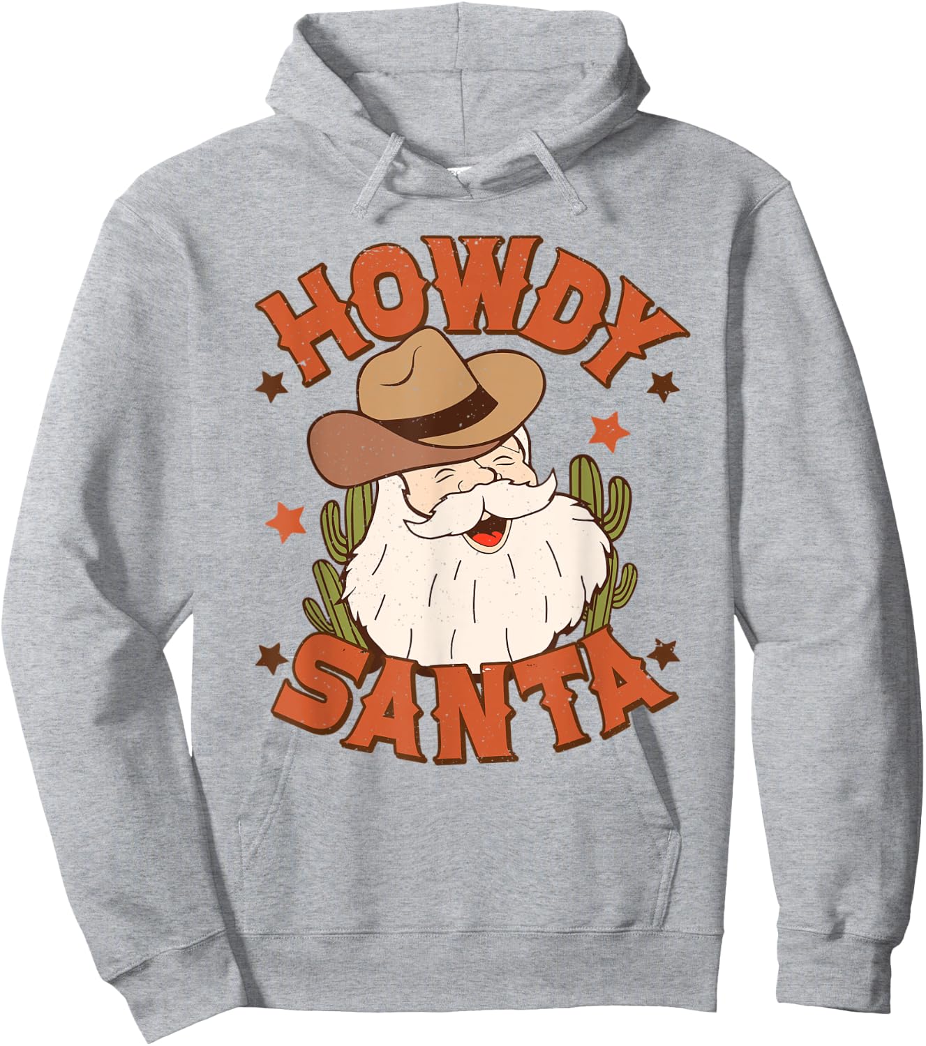 Retro Howdy Santa Christmas Rodeo Western Cowboy Cowgirl Hoodie - Hoodie | Ash
