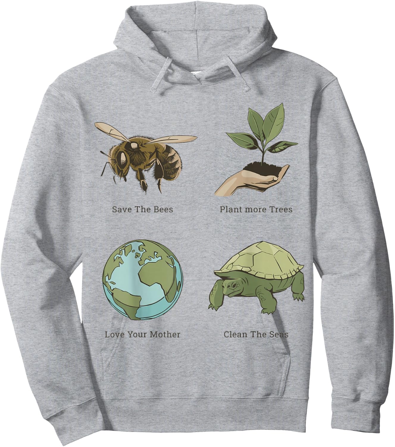 Earth Day Save the Bees Plant More Trees Clean the Seas Hoodie - Hoodie | Ash