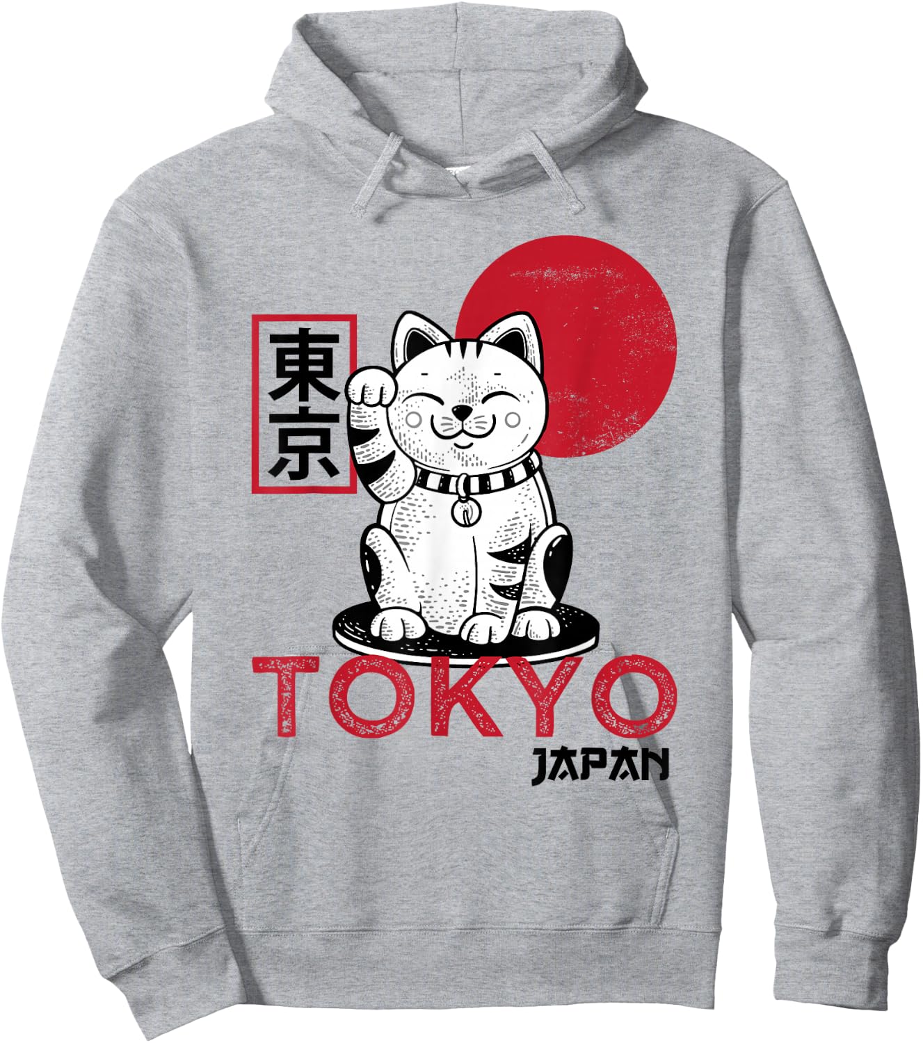 Maneki Neko Cat Lucky Charm Waving Arm Kawaii Anime Japan Tokyo Hoodie - Hoodie | Ash