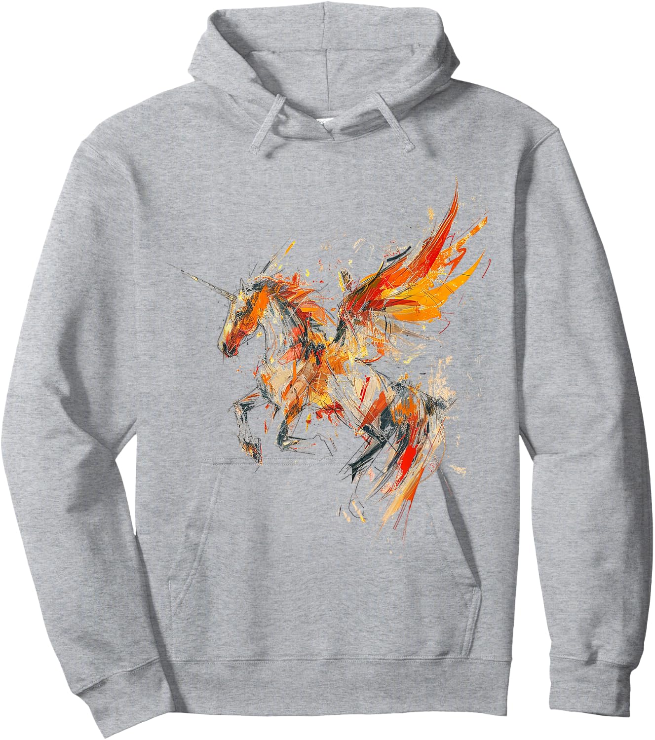 Pegasus Abstract Graphic Painting Artwork Colorful Pegasus , white, S Hoodie - Hoodie | Ash