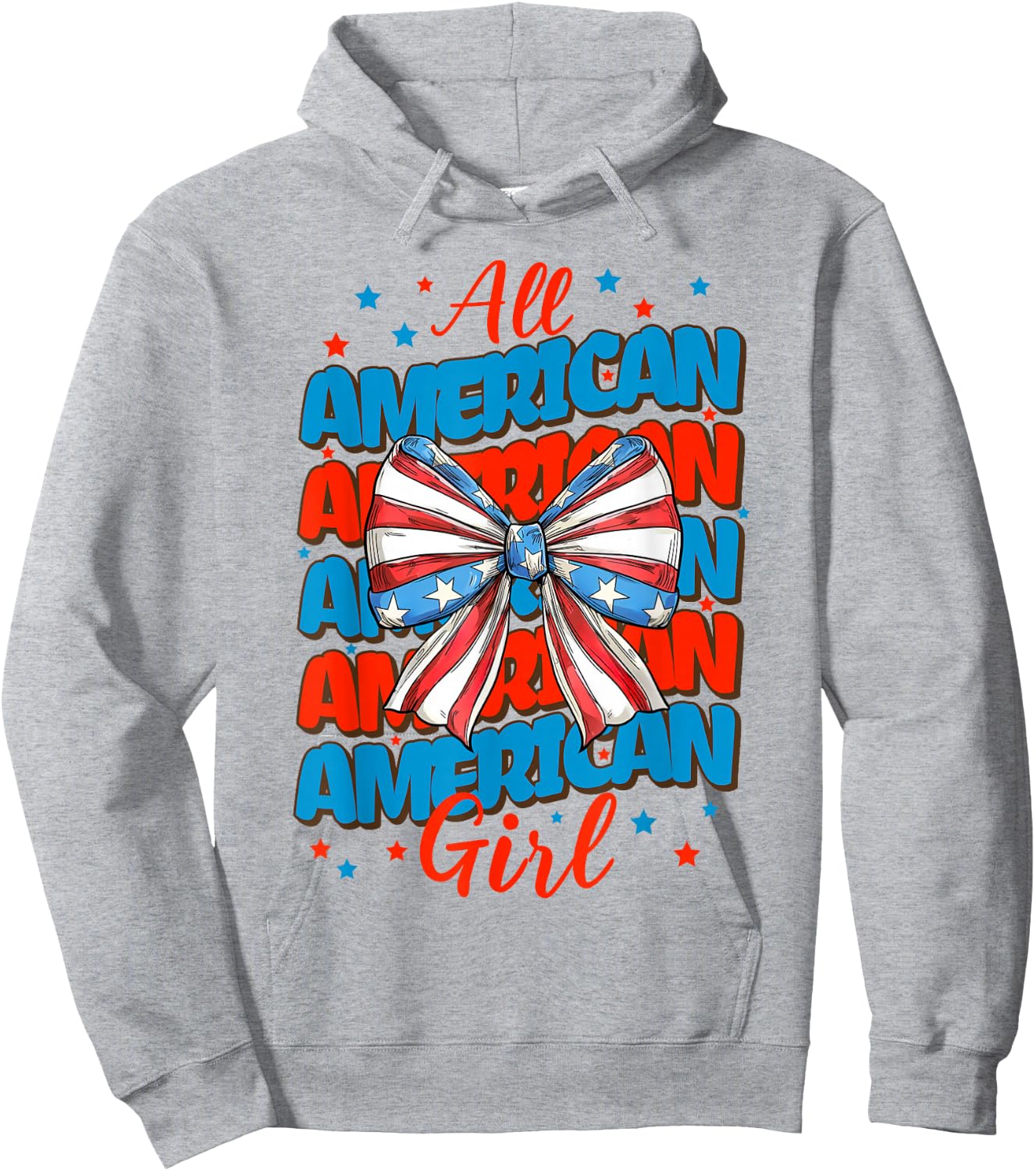 Groovy All American Girl 4th Of July Girls Kids USA Flag Hoodie - Hoodie | Ash