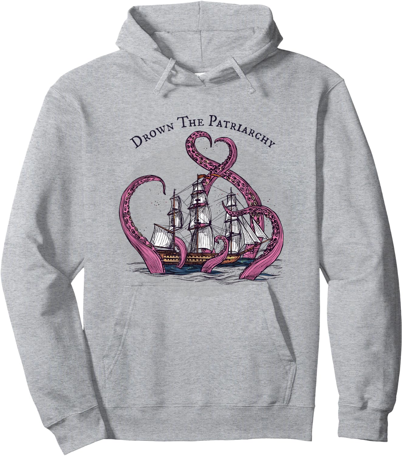 Smash the Patriarchy Funny Feminist Octopus Vintage Feminism Hoodie - Hoodie | Ash
