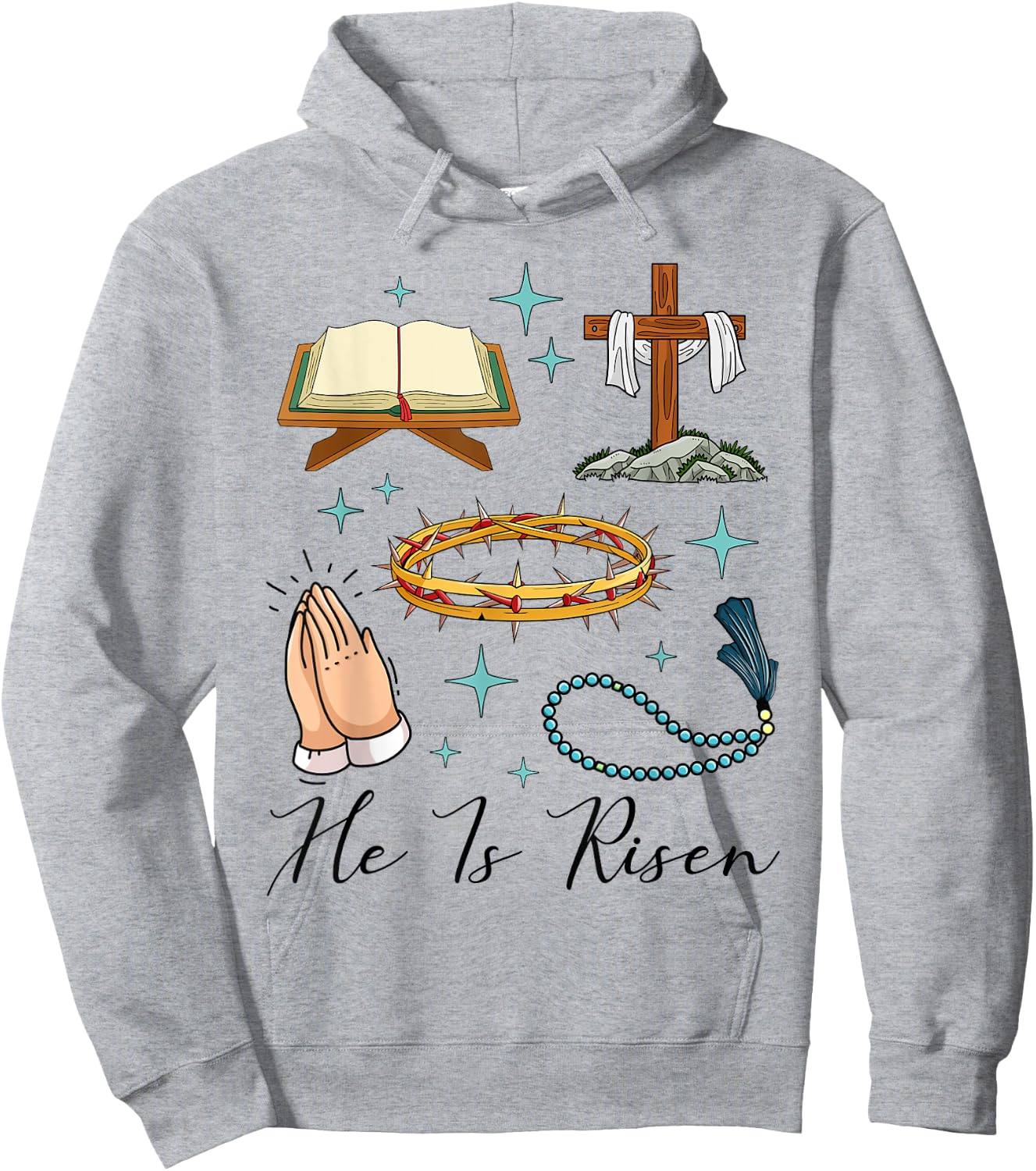 He Is Risen Shirt Easter Christian Cross Men Women Kids Hoodie - Hoodie | Ash