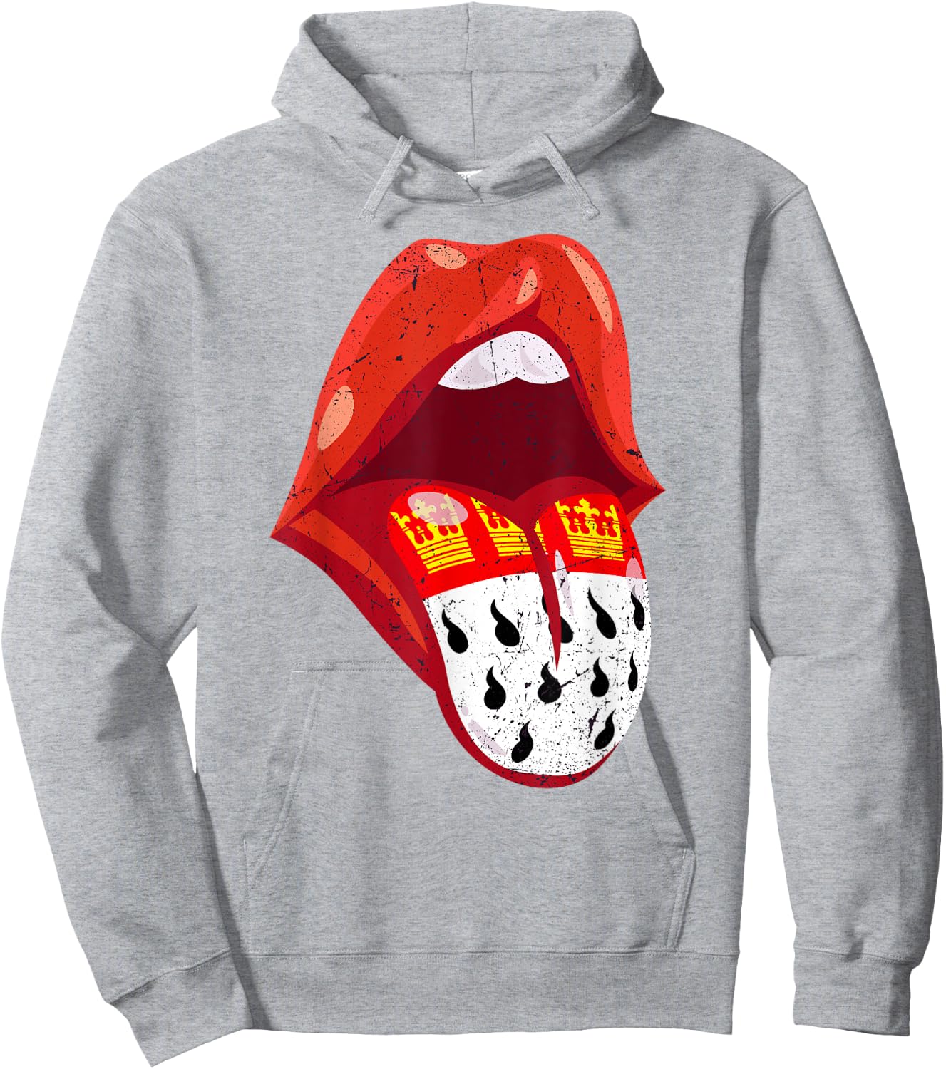 Cologne Carnival Costume Mouth with Tongue 2024 Red White Alaaf , red Hoodie - Hoodie | Ash
