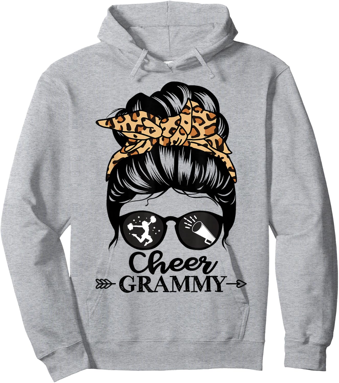 Cheer Grammy Messy Bun Hair Funny Cheerleader Grammy Hoodie - Hoodie | Ash