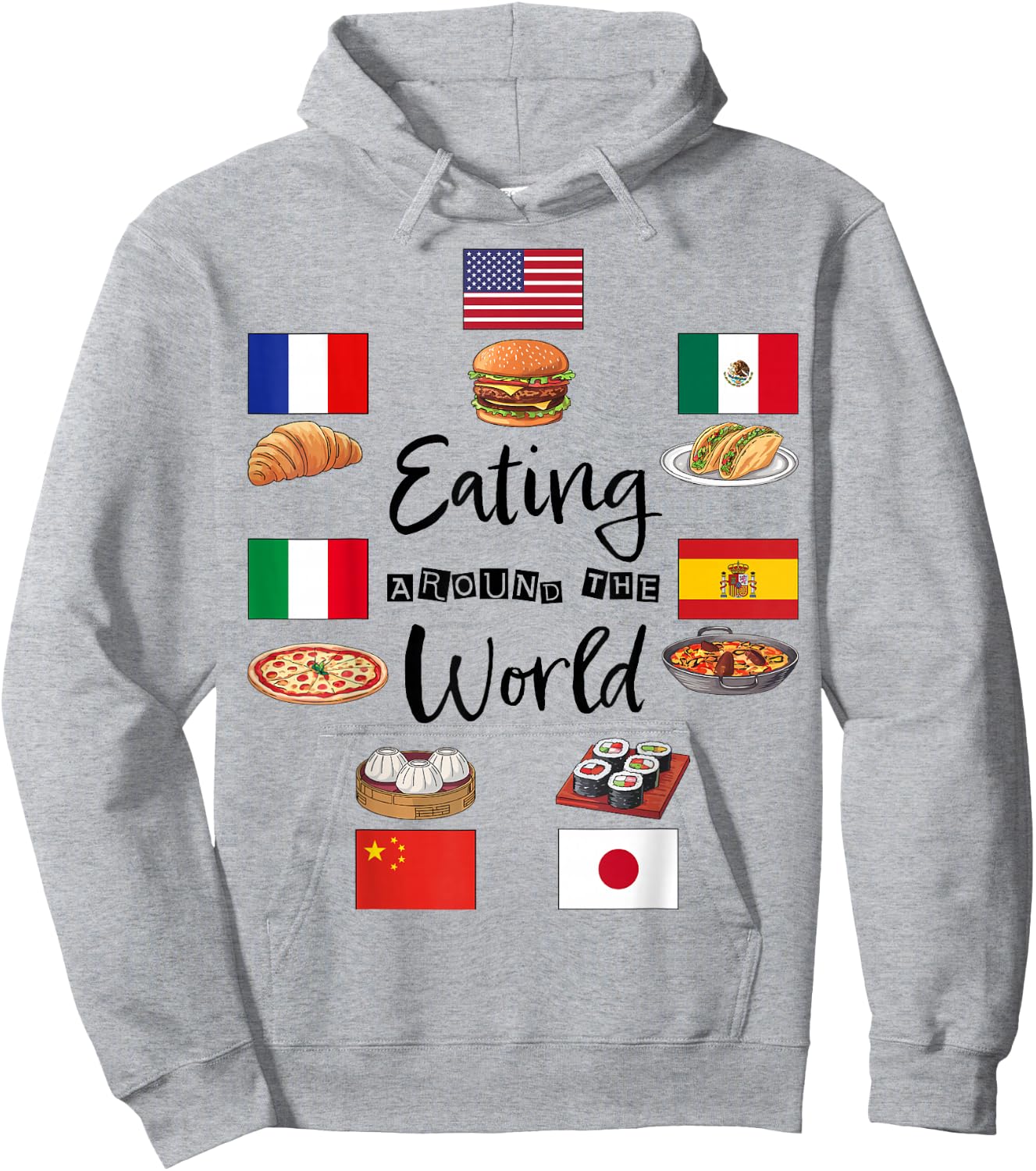 Eating Around The World Vacation Funny Culinary Adventure Hoodie - Hoodie | Ash